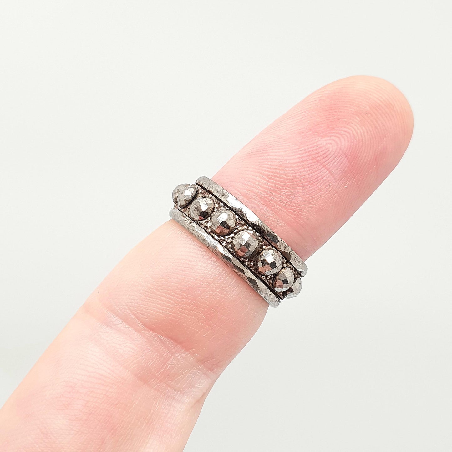 Antique Georgian Steel Cut Ring Band Full Eternity Very Rare Early 1800s Pre Victorian Faceted Handmade Artisan Vintage Jewelry Jewellery
