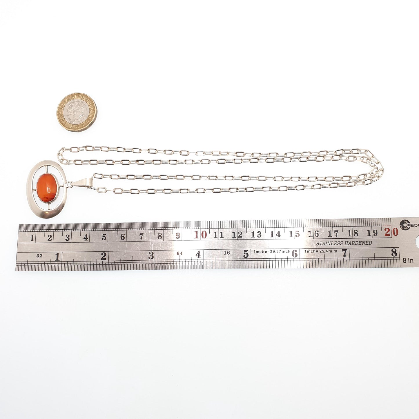 Vintage Sterling Silver Swedish Necklace Carnelian Quartz 1966 Scandinavian Modernist Target Designer Womens Fine Rare Jewellery Jewelry