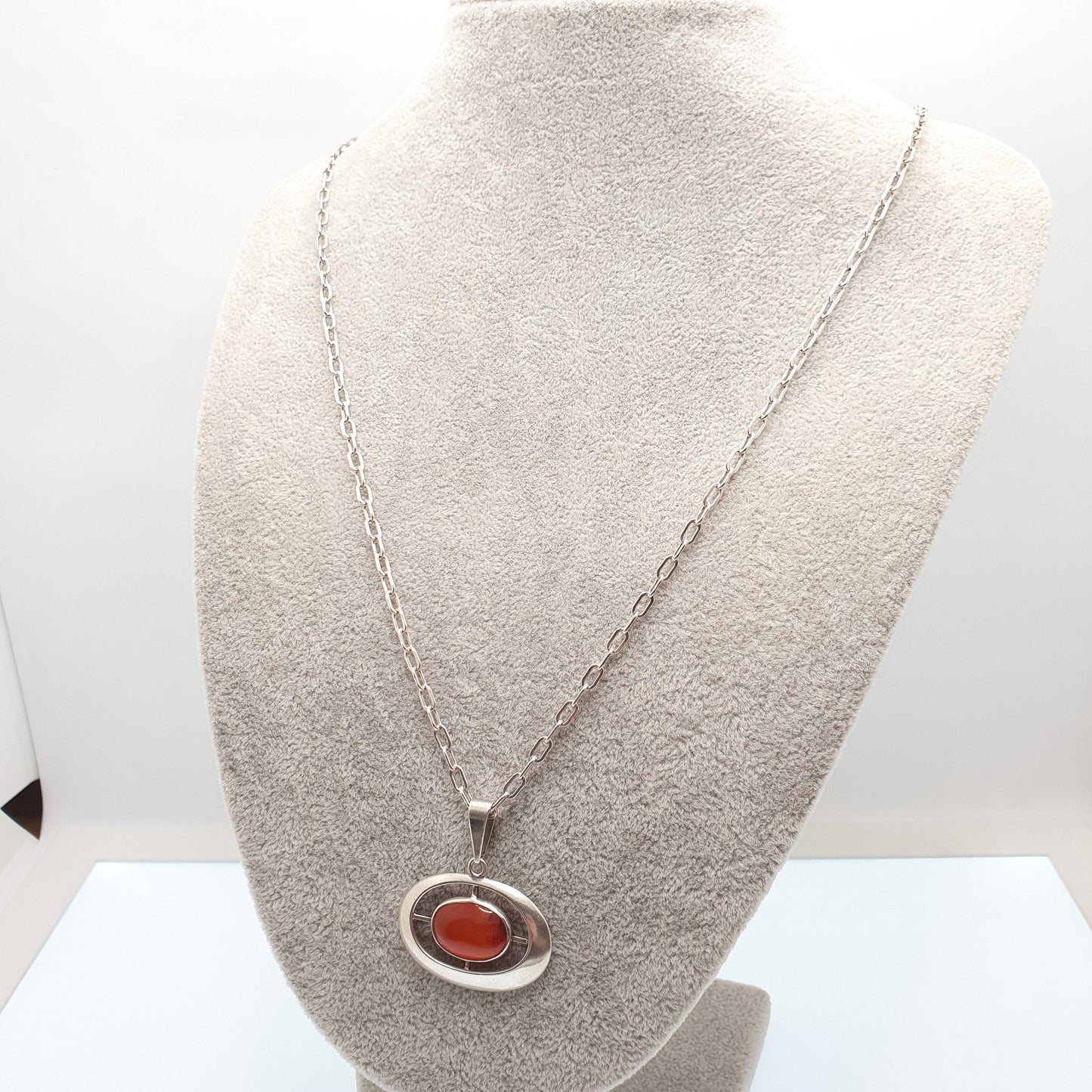 Vintage Sterling Silver Swedish Necklace Carnelian Quartz 1966 Scandinavian Modernist Target Designer Womens Fine Rare Jewellery Jewelry