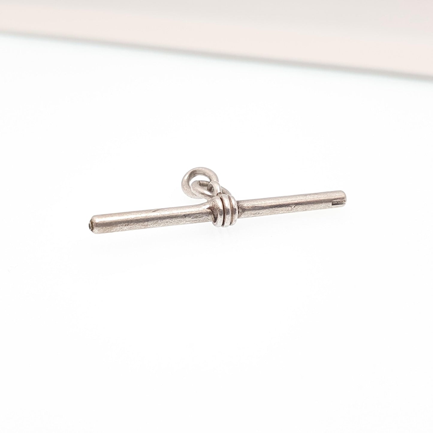 Antique Solid Silver T Bar Pendant Fob Necklace Albert Chain Pocket Watch Charm Small Albertina Vintage Mens Womens Jewelry Jewellery