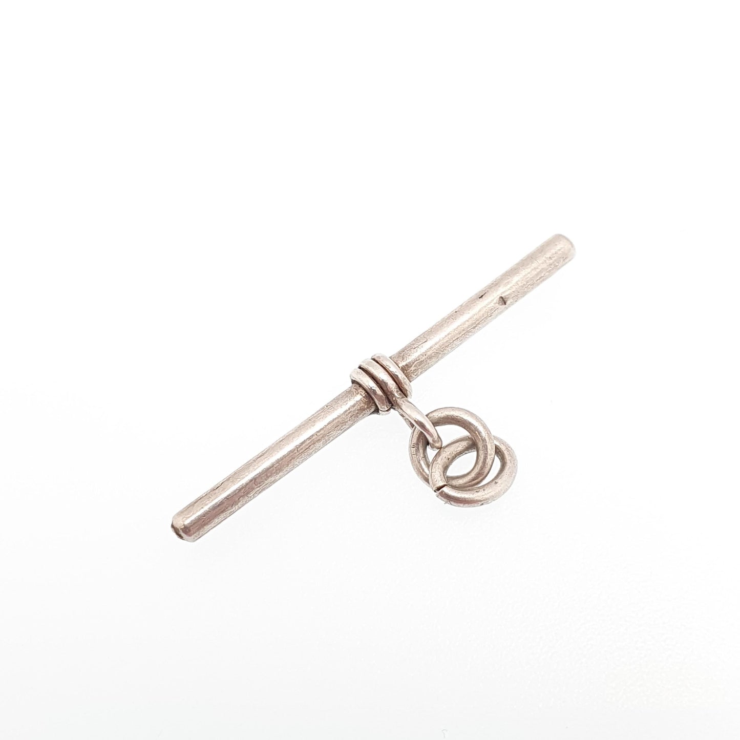 Antique Solid Silver T Bar Pendant Fob Necklace Albert Chain Pocket Watch Charm Small Albertina Vintage Mens Womens Jewelry Jewellery