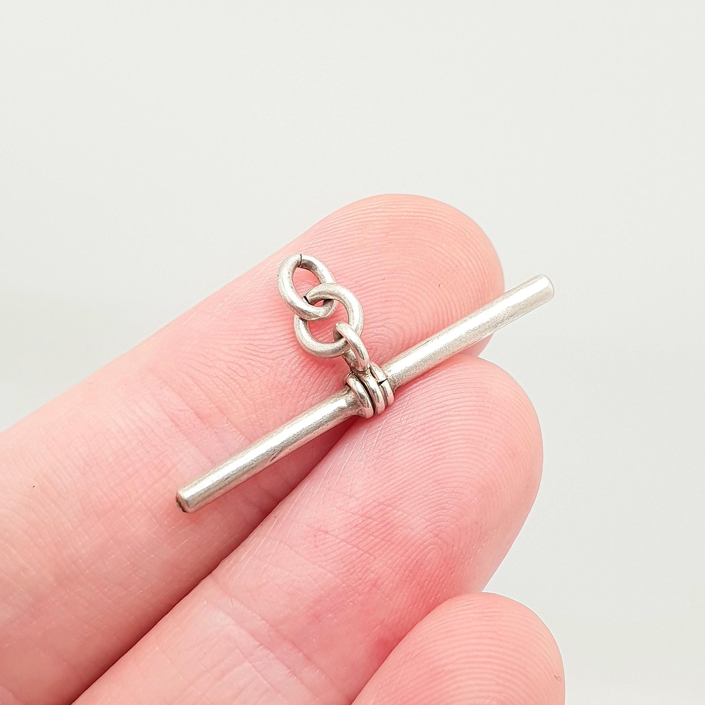 Antique Solid Silver T Bar Pendant Fob Necklace Albert Chain Pocket Watch Charm Small Albertina Vintage Mens Womens Jewelry Jewellery