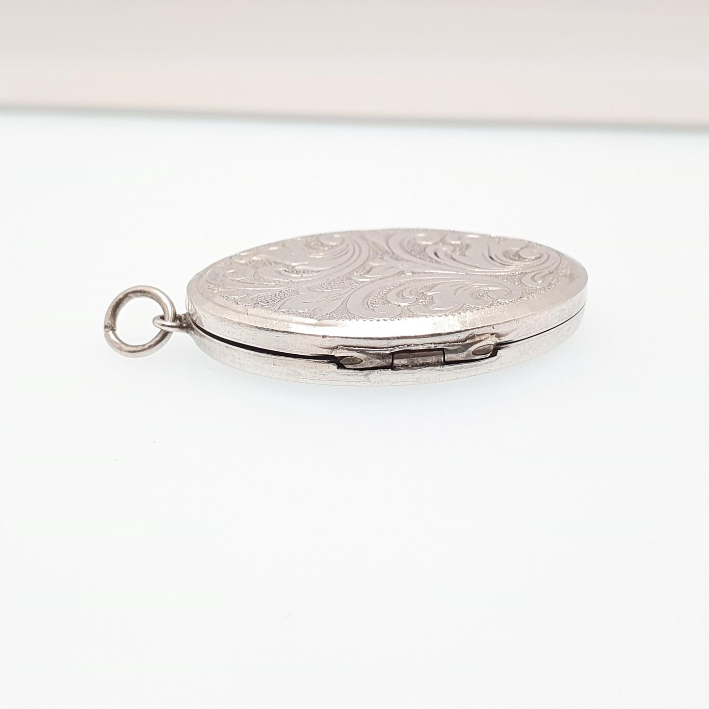 Vintage GEORG JENSEN Sterling Silver Locket Oval Scroll Embossed Necklace Pendant Hallmark Cute Picture Photo Womens Jewelry Jewellery Retro