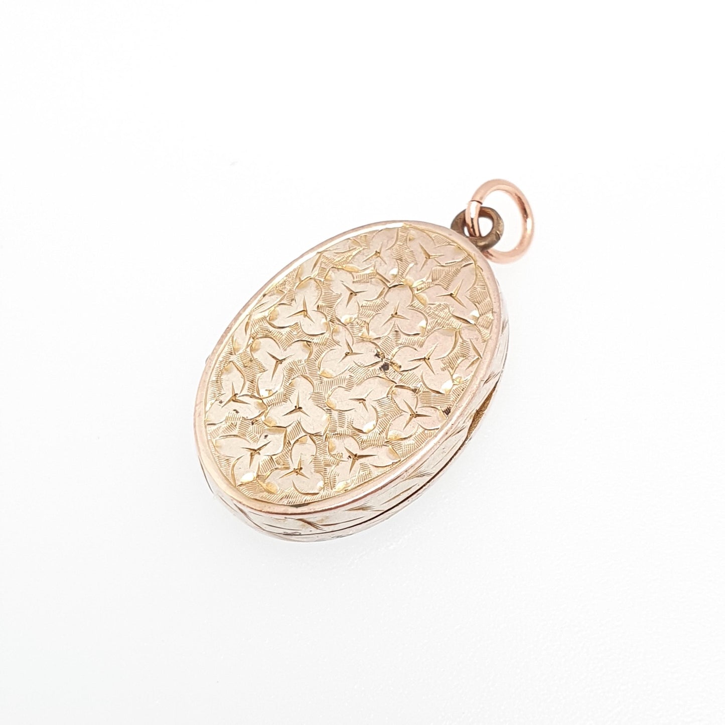 Antique 9ct Rose Gold Locket Victorian Oval Solid 9k 375 Engraved Small Cute Pendant Love Gift Back Front Necklace Jewelry Womens Jewellery