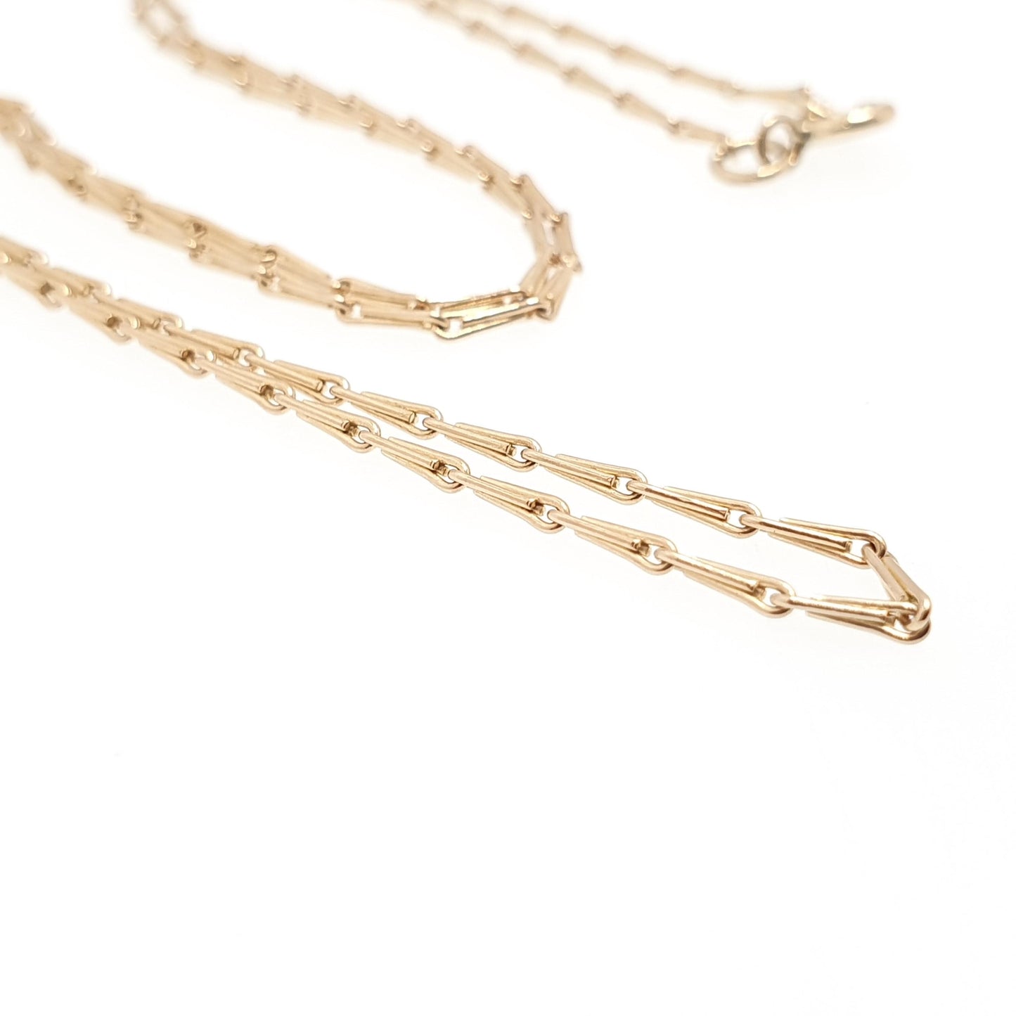 Vintage 9ct 9k Gold Chain Necklace Stirrup Link Style Long Spigot Style 45cm 17.7" 3.05g Hallmark Yellow Solid 9kt Womens Jewelry Jewelry