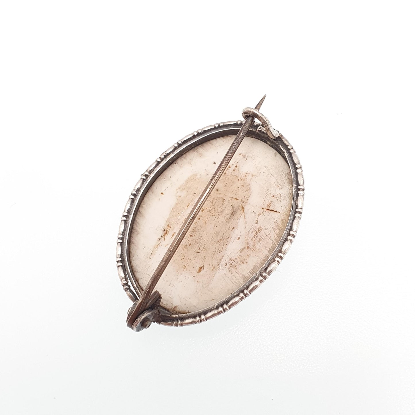 Antique Victorian Cameo Solid Silver Brooch Pink Conch Shell High Relief Large Big Vintage Rope Handmade 1800s Womens Jewelry Jewellery