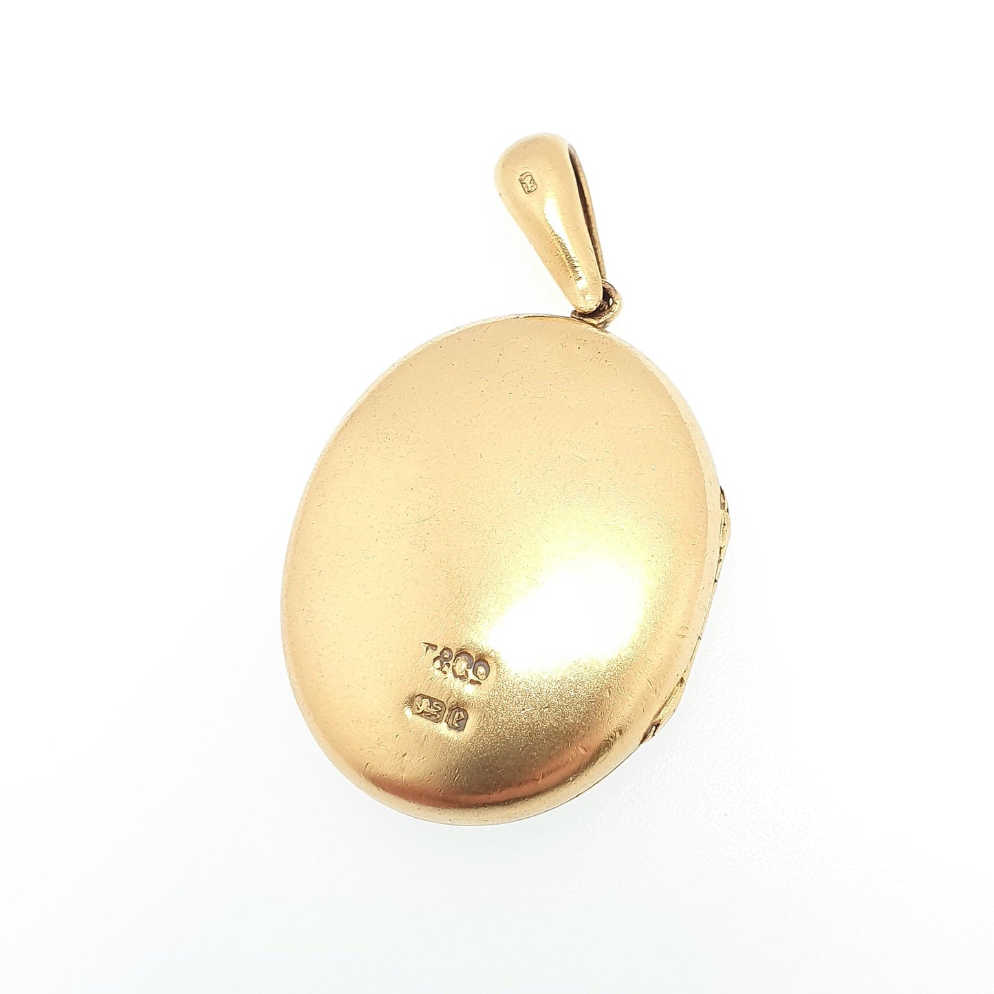 Antique Victorian Gold on Sterling Silver Locket Pendant 1879 Hallmarked Hand Engraved Large Oval Picture Photo Ornate Jewelry