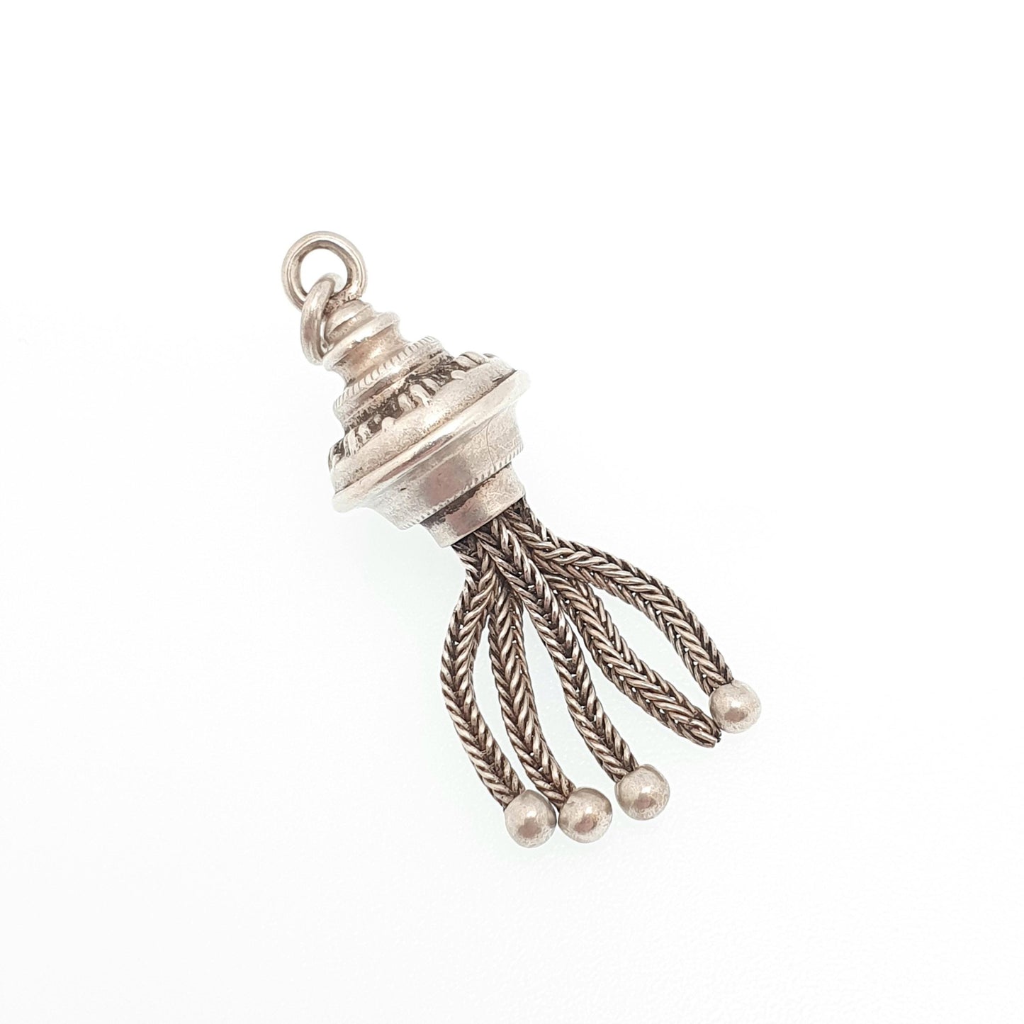 Antique Victorian Solid Silver Tassel Fob Bracelet Charm Necklace Pendant 1800s Genuine Albert Albertina Chain Vintage Ladies Womens Jewelry