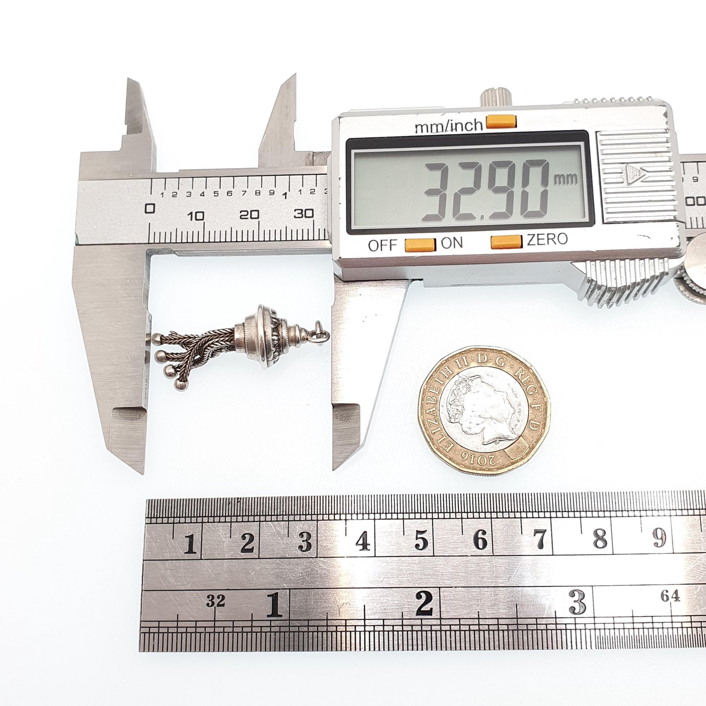 Antique Victorian Solid Silver Tassel Fob Bracelet Charm Necklace Pendant 1800s Genuine Albert Albertina Chain Vintage Ladies Womens Jewelry