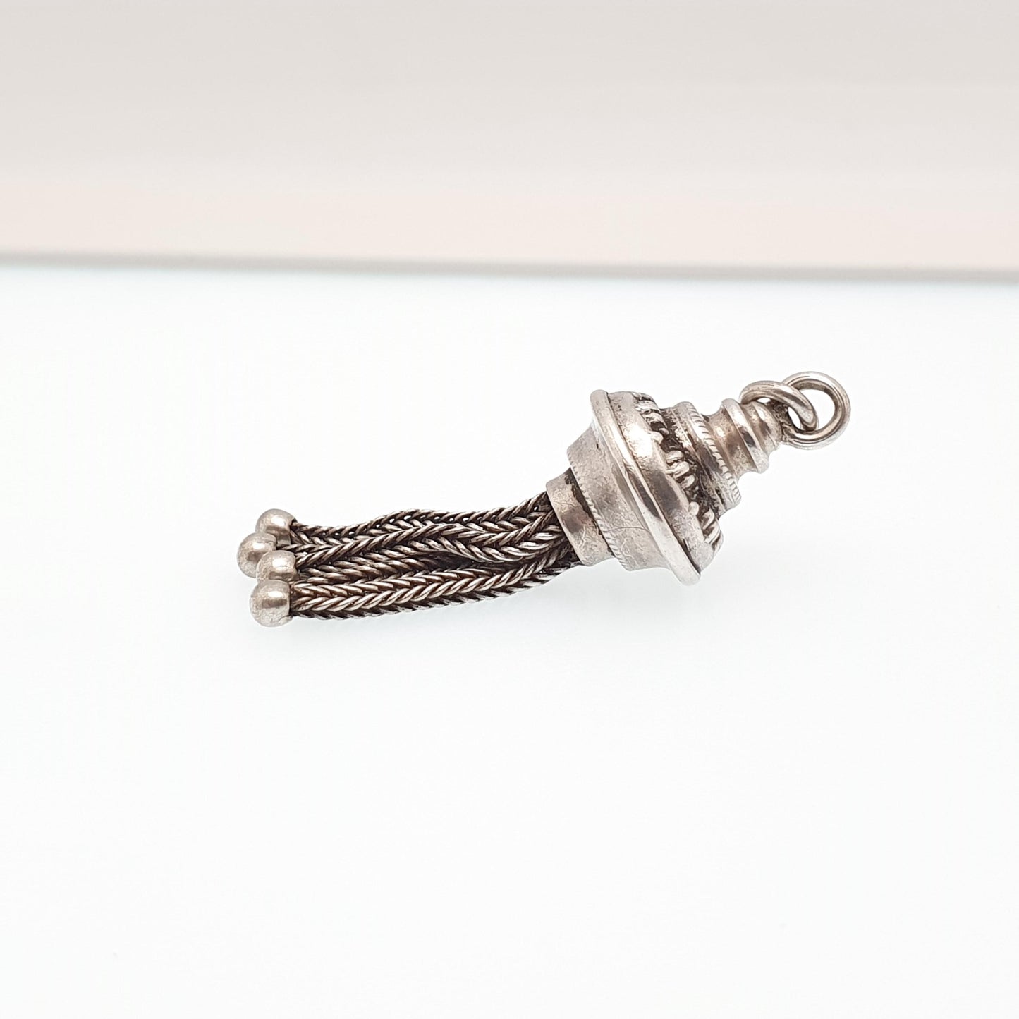 Antique Victorian Solid Silver Tassel Fob Bracelet Charm Necklace Pendant 1800s Genuine Albert Albertina Chain Vintage Ladies Womens Jewelry