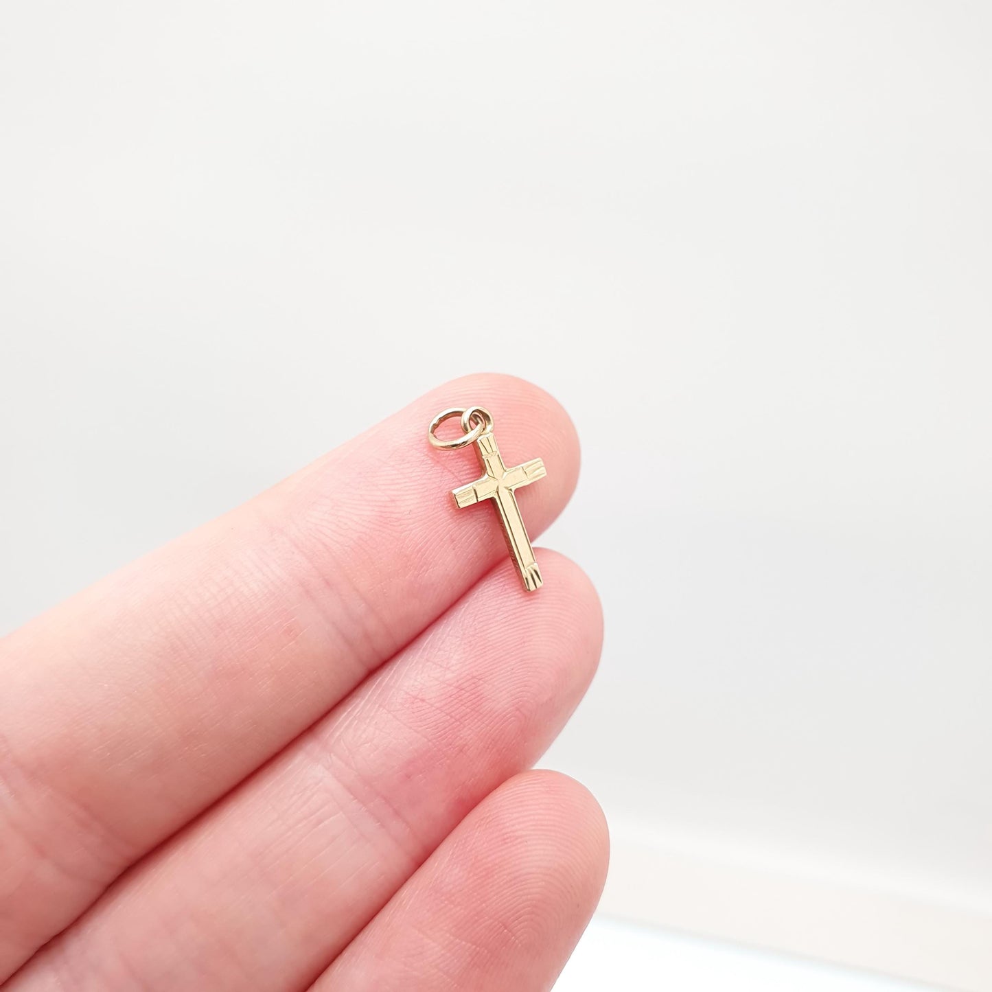 Vintage 9ct 9k Gold Crucifix Charm Bracelet Cross Necklace Pendant Solid 375 Christian Catholic Christ Small Retro Womens Jewellery Jewelry
