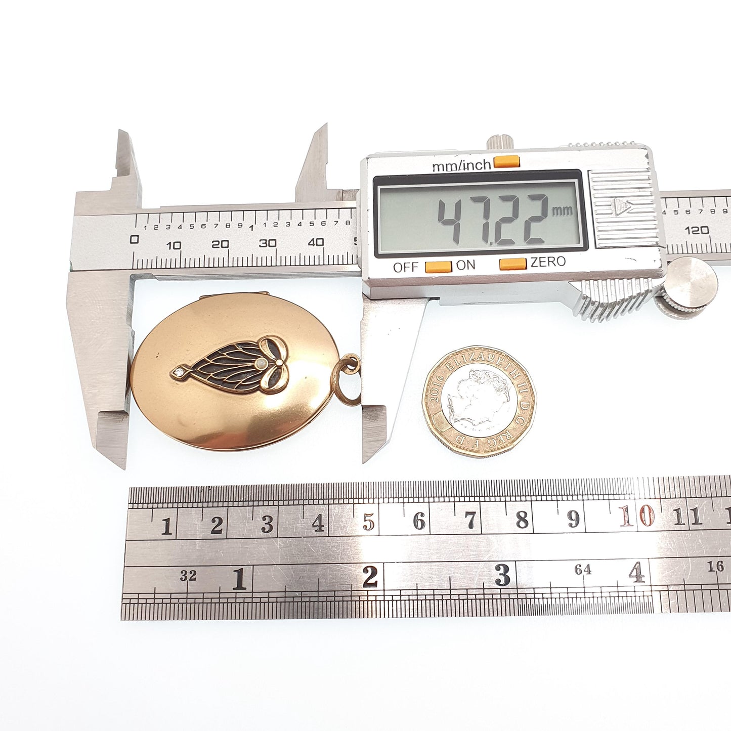 Antique Art Deco Gold Gilt Locket Bow Faux Seed Pearl Diamond Paste Necklace Pendant Large Vintage 1920s Big Womens Ladies Jewellery Jewelry