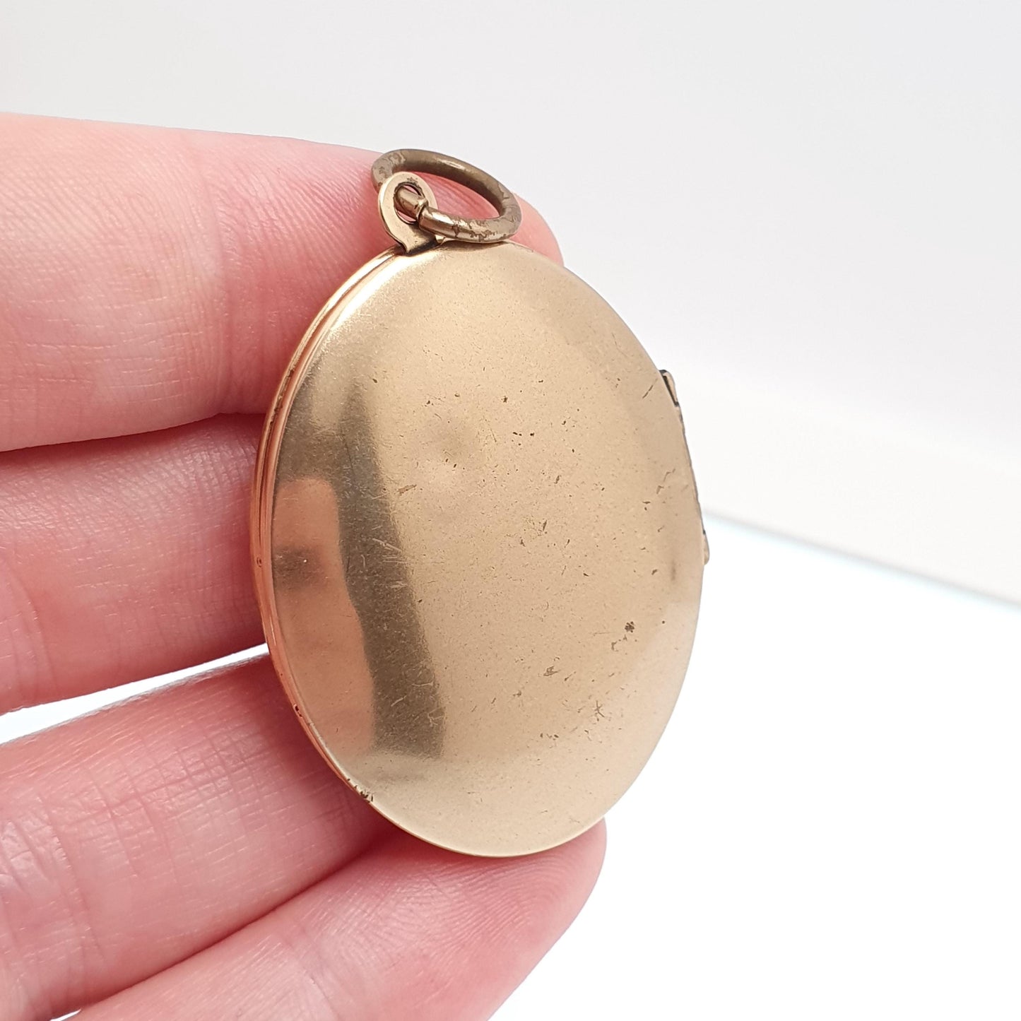 Antique Art Deco Gold Gilt Locket Bow Faux Seed Pearl Diamond Paste Necklace Pendant Large Vintage 1920s Big Womens Ladies Jewellery Jewelry