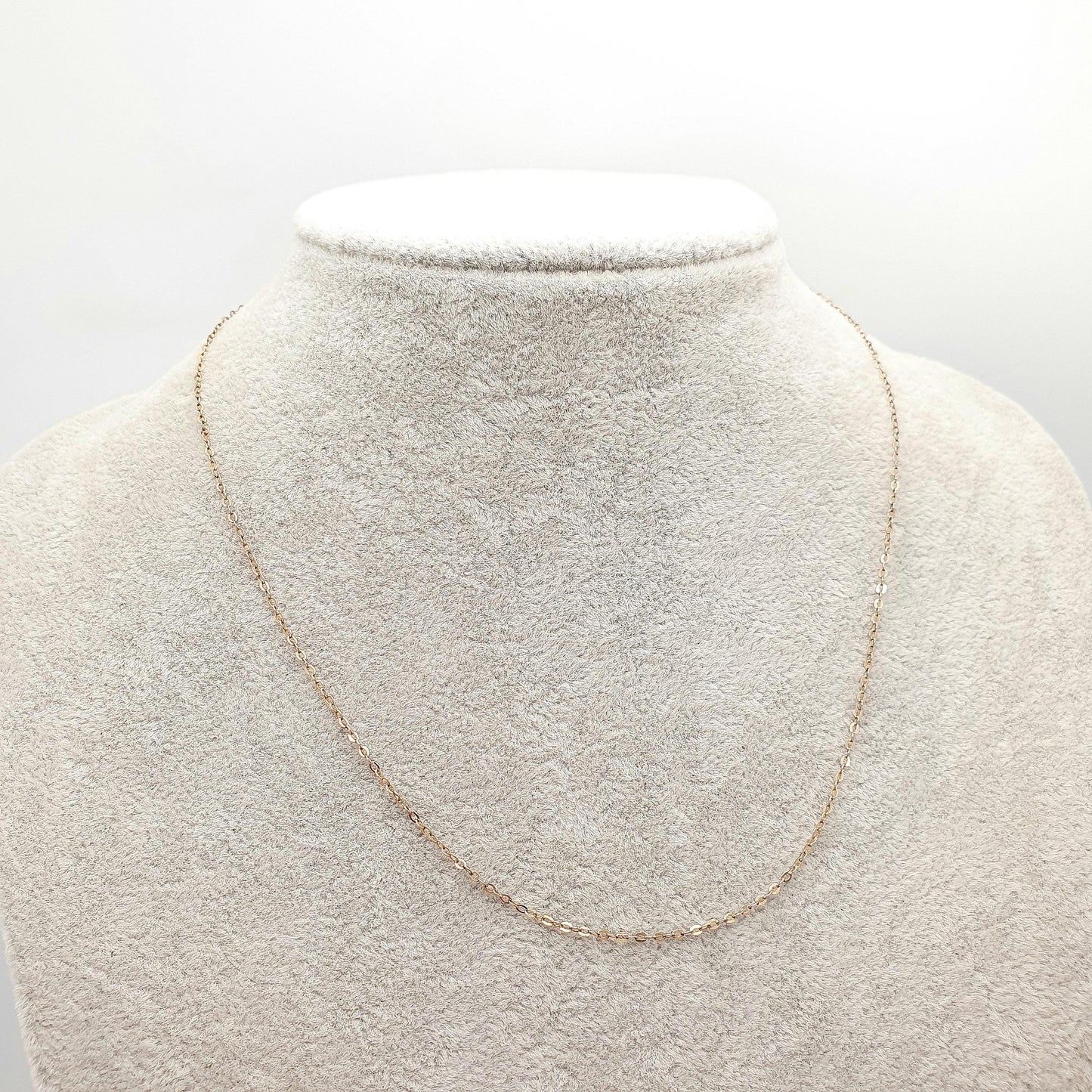 Antique 9ct 9k Gold Chain Necklace Trace Cable Link Solid 375 44cm 17.3" 1.74g Fine Dark Yellow Estate Vintage Womens Jewelry Jewellery