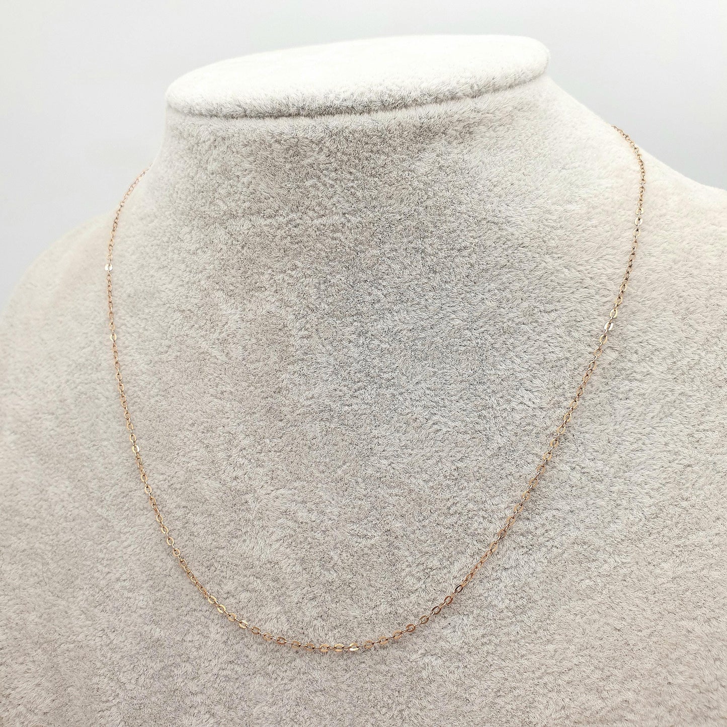 Antique 9ct 9k Gold Chain Necklace Trace Cable Link Solid 375 44cm 17.3" 1.74g Fine Dark Yellow Estate Vintage Womens Jewelry Jewellery