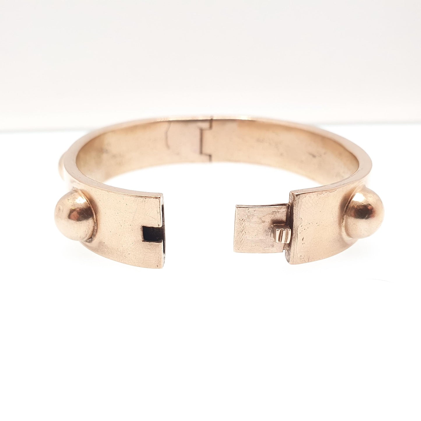 Antique Victorian Rolled Gold Bangle Stud Dome Snap Bracelet Filled Unique Timeless Authentic 1800s Womens Vintage Jewelry Jewellery