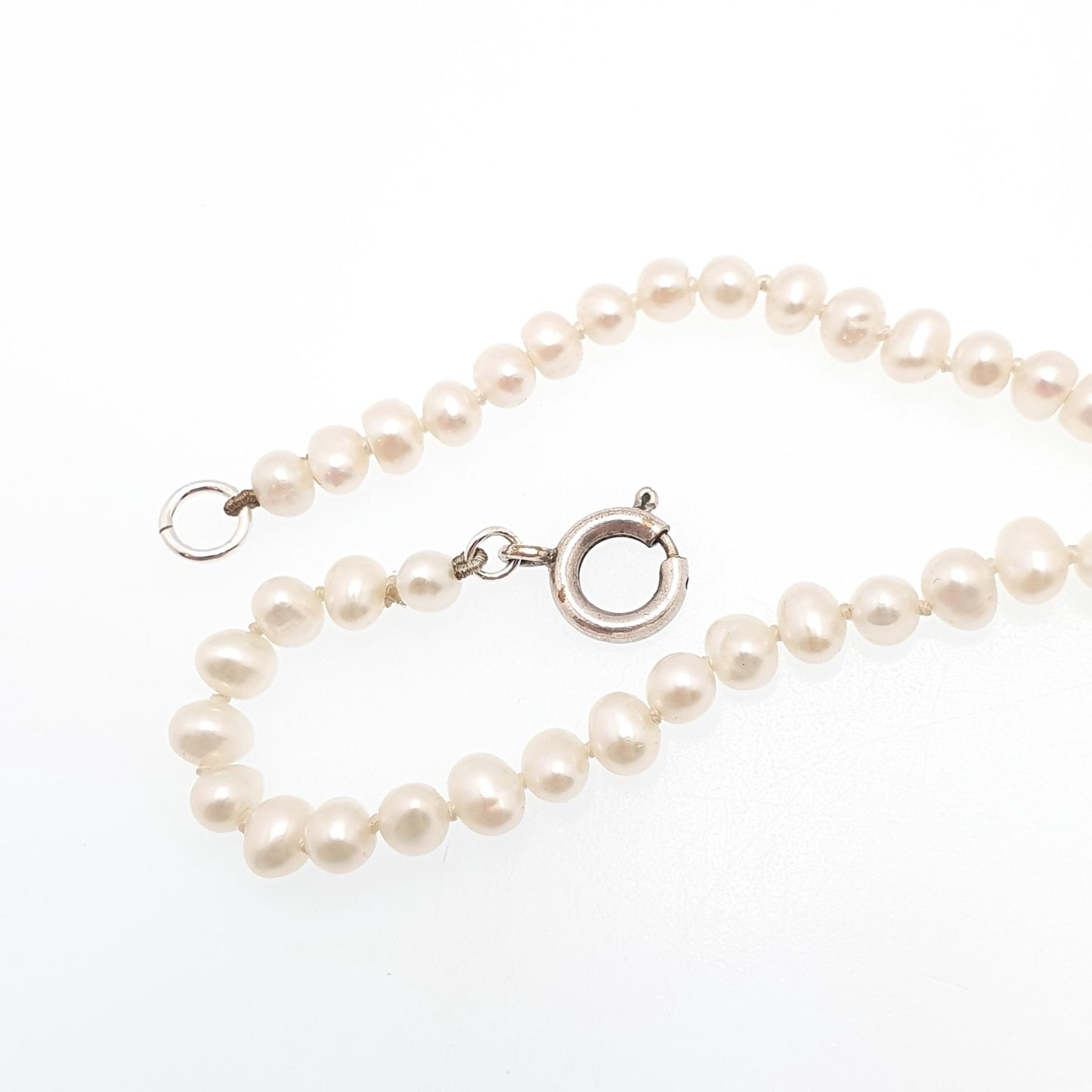 Antique Diamond Paste Freshwater Pearl Necklace Solid Silver Centre Choker Victorian Upcycled Restored Genuine Pearls Vintage Jewelry