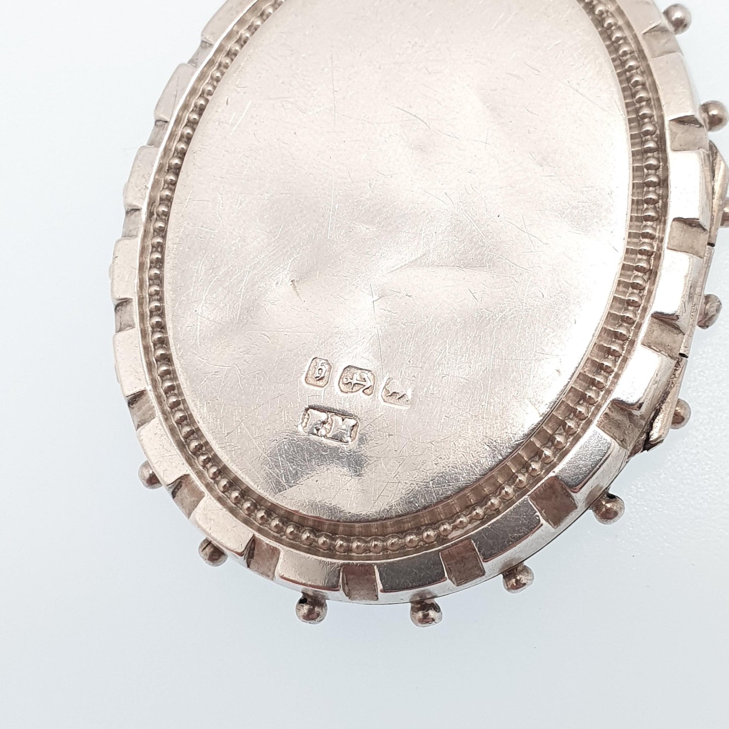 Antique Victorian Sterling Silver Locket Star Border Geometric Beaded 1882 Hallmark Pendant Picture Photo Etruscan Vintage Jewelry Jewellery
