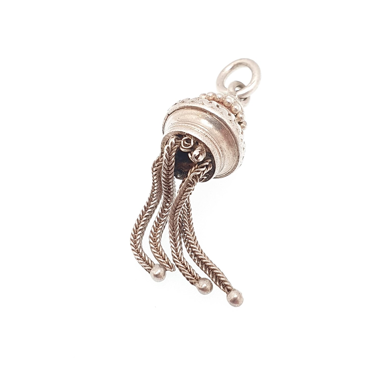 Antique Victorian Solid Silver Tassel Fob Bracelet Charm Necklace Pendant 1800s Genuine Albert Albertina Chain Vintage Womens Jewelry