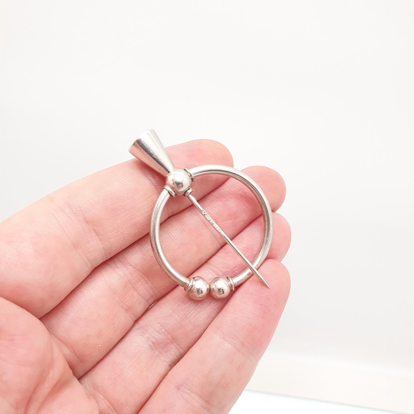 Old Vintage Solid Silver Cloak Pin Brooch Swedish Viking Celtic Sweden Scandinavian 1950s Cape Collar Mens Womens Jewelry Jewellery