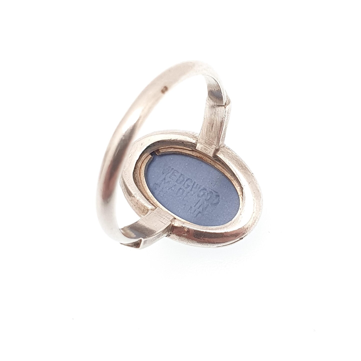 Vintage Sterling Silver Wedgwood Ring Sky Blue Jasperware Cameo Signet Genuine Josiah Wedgwood 1980 Hallmarked Women Ladies Retro Jewelry