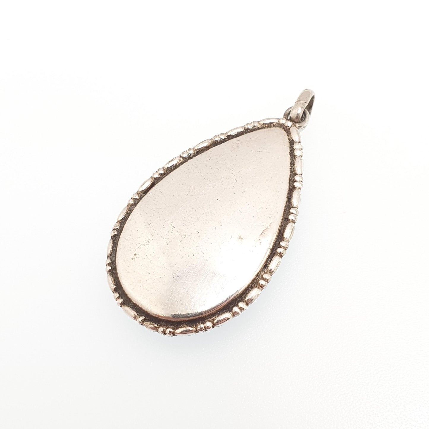 Antique Solid Silver Butterfly Wing Necklace Pendant Large Pear Art Deco Round Vintage 1920s Blue Bug Fly Insect Jewelry Jewellery Womens