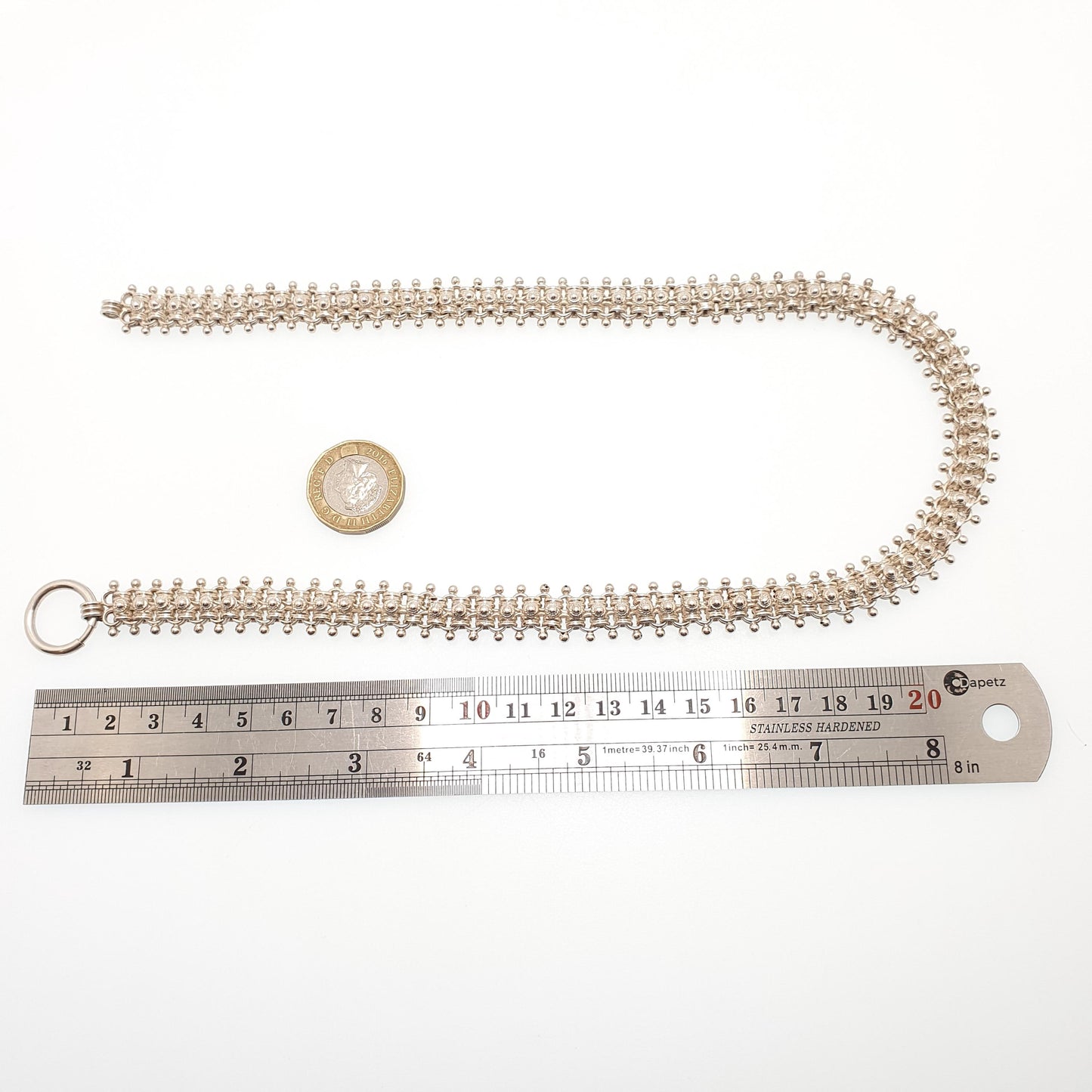 Antique Victorian Sterling Silver Collar Necklace Bead & Belcher Bookchain Original Bolt Ring 48cm 33.12g Estate Vintage Jewelry Jewellery