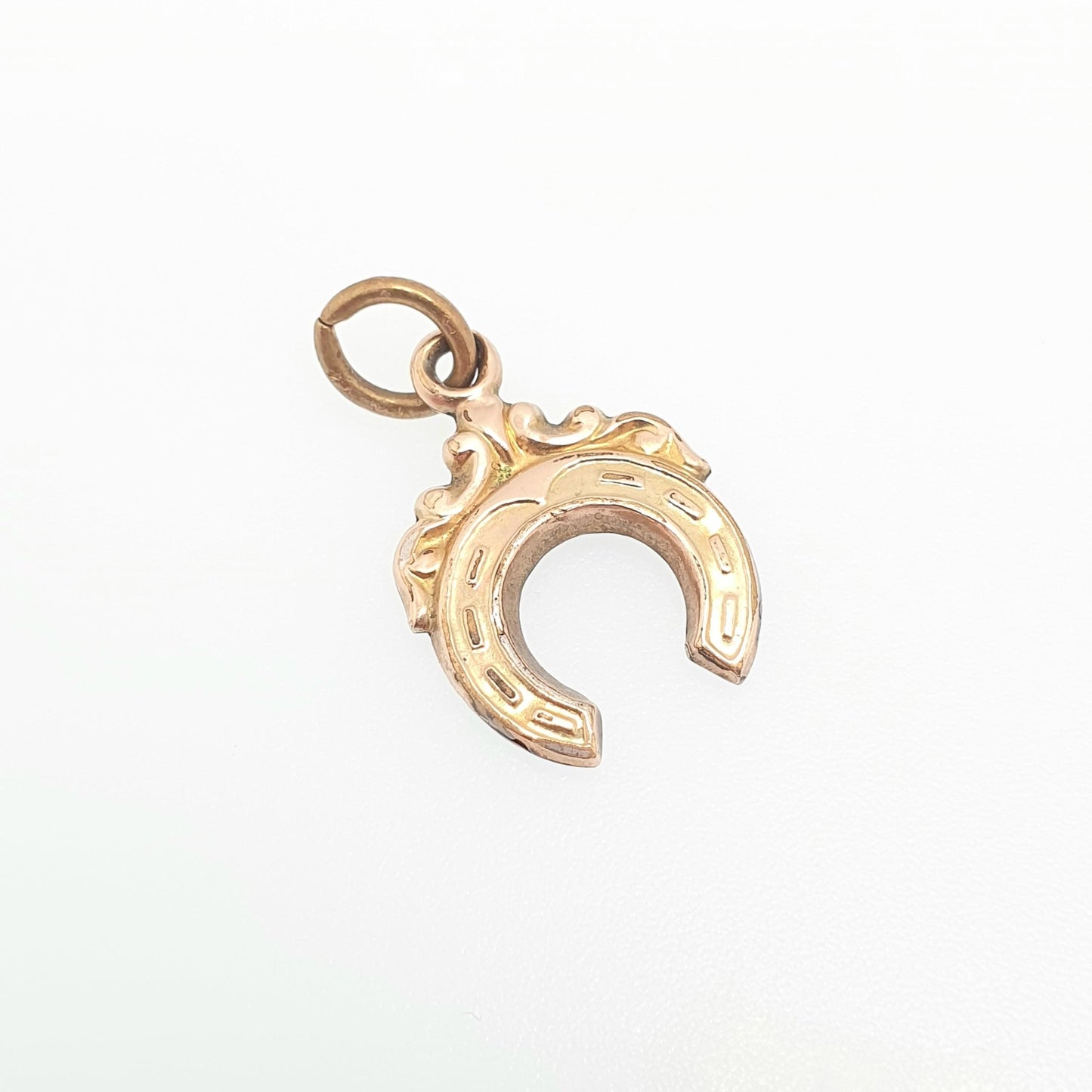 Antique 9ct Gold Cased Horseshoe Pendant Necklace Victorian Enamel Good Luck Lucky Horse Riding Gold Womens Mens Jewellery Jewelry