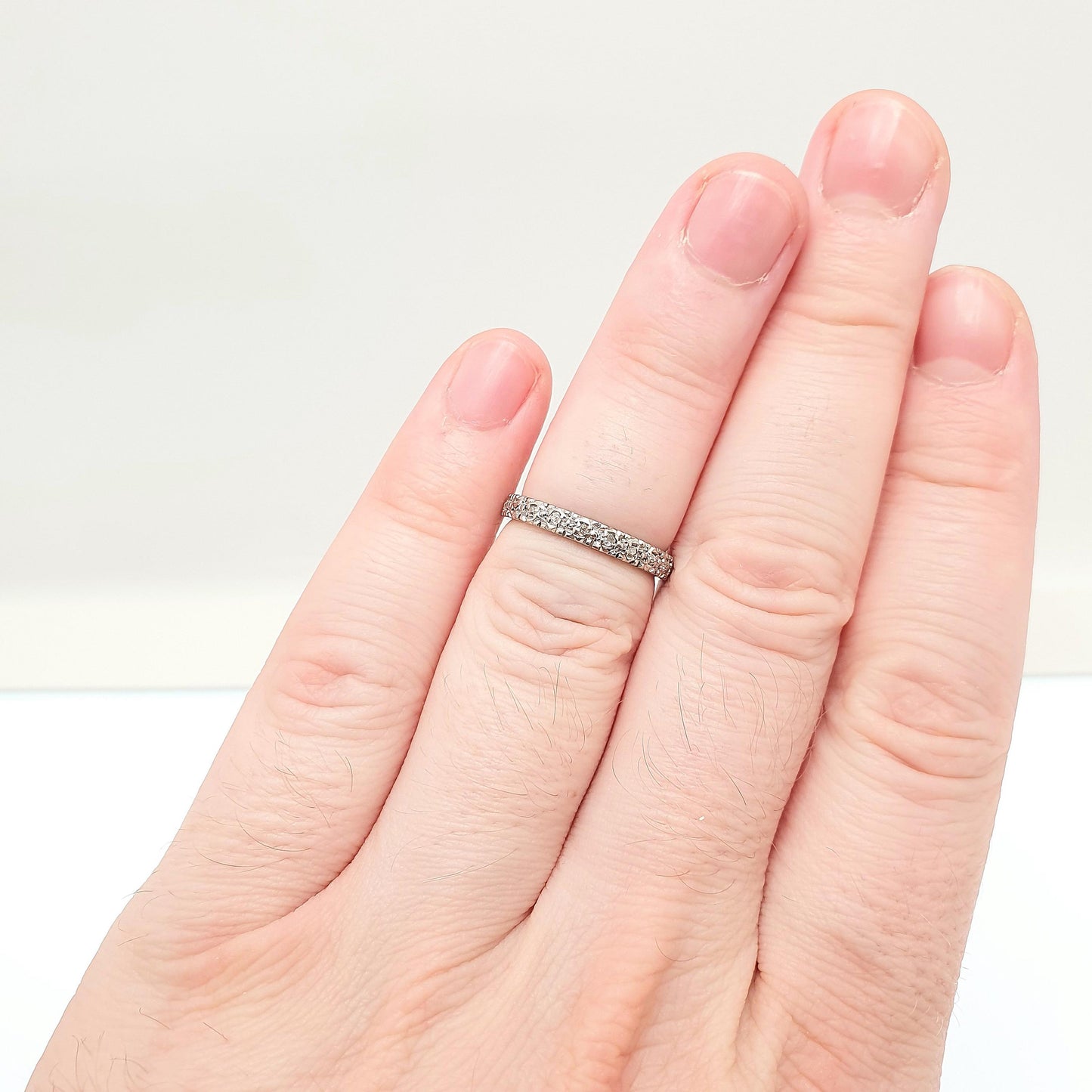 Antique 18ct Gold Diamond Ring Full Eternity Art Deco Solid 18k 750 1920s Vintage Wedding Vintage Band Womens Engagement Jewelry Jewellery