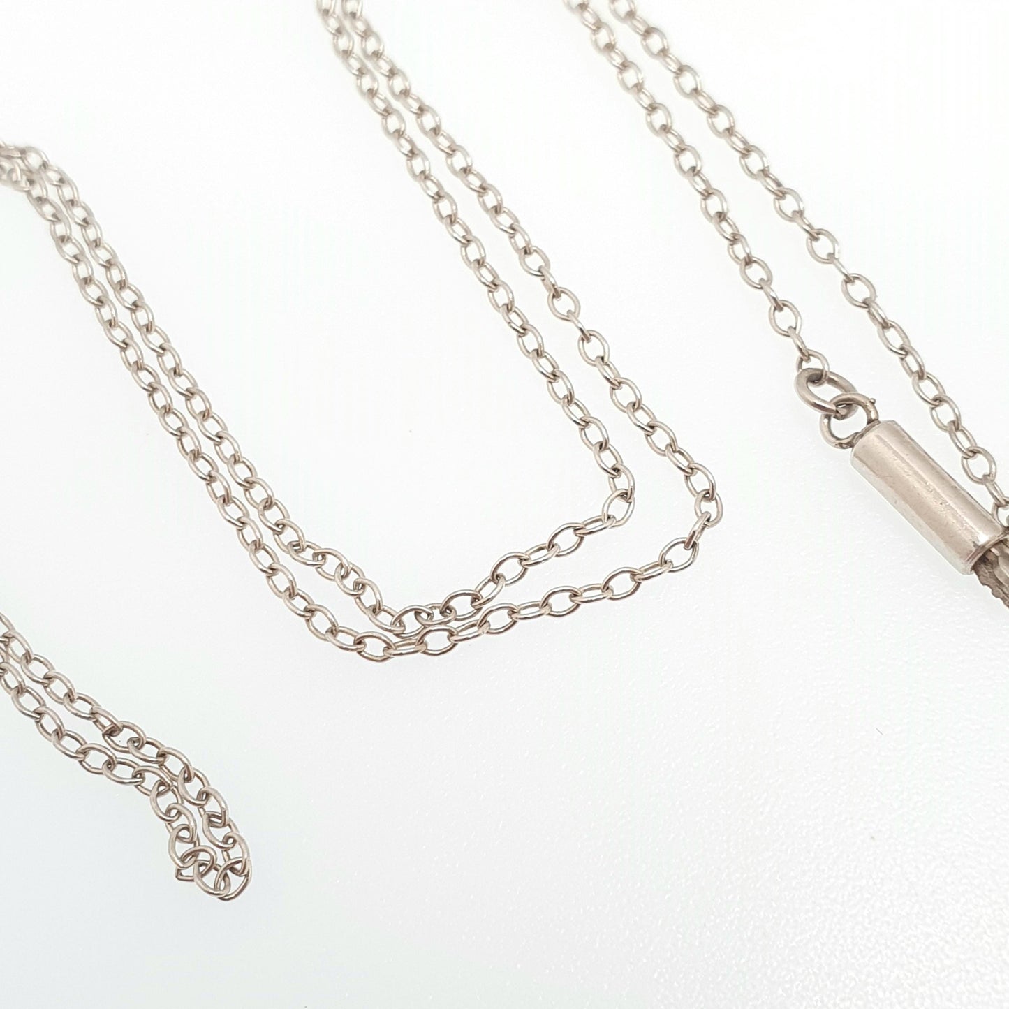 Antique Solid Silver Chain Necklace Cable Link 42cm 16.5" 1.47g Trace Oval Links Genuine Fine Womens Vintage Retro Jewelry Jewellery