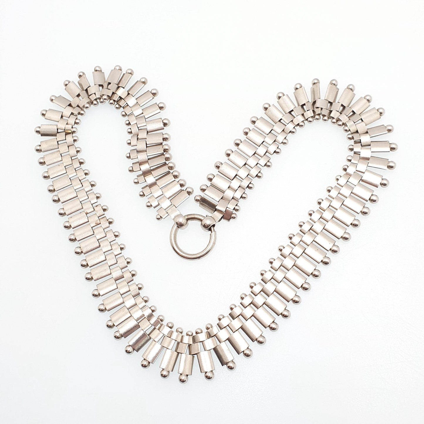 Antique Victorian Solid Silver Collar Necklace Book Chain Bookchain Bead Etruscan Choker Link 44cm 47.94g Vintage Jewelry Jewellery