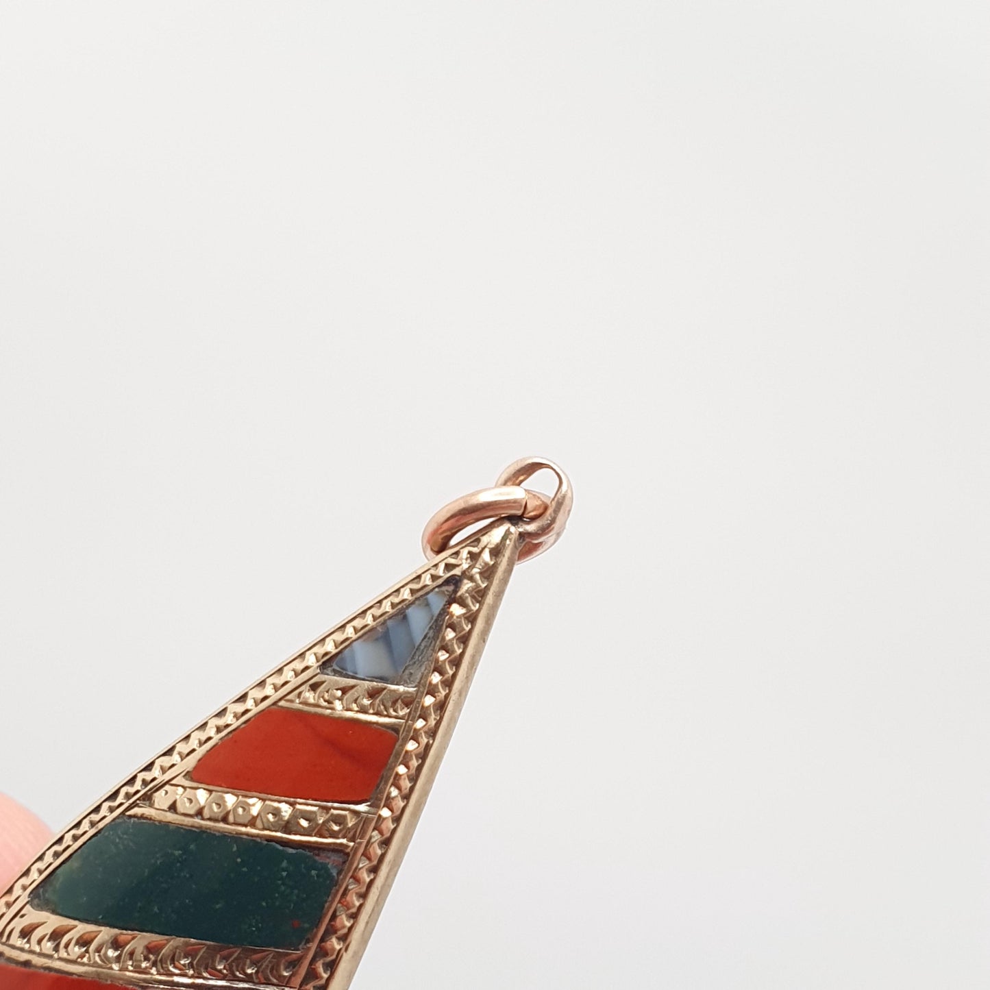 Antique 9ct Gold Montrose Lace Agate Pendant Necklace Scottish Victorian Bloodstone Red Jasper Solid 9k Gemstone Vintage Jewelry Jewellery
