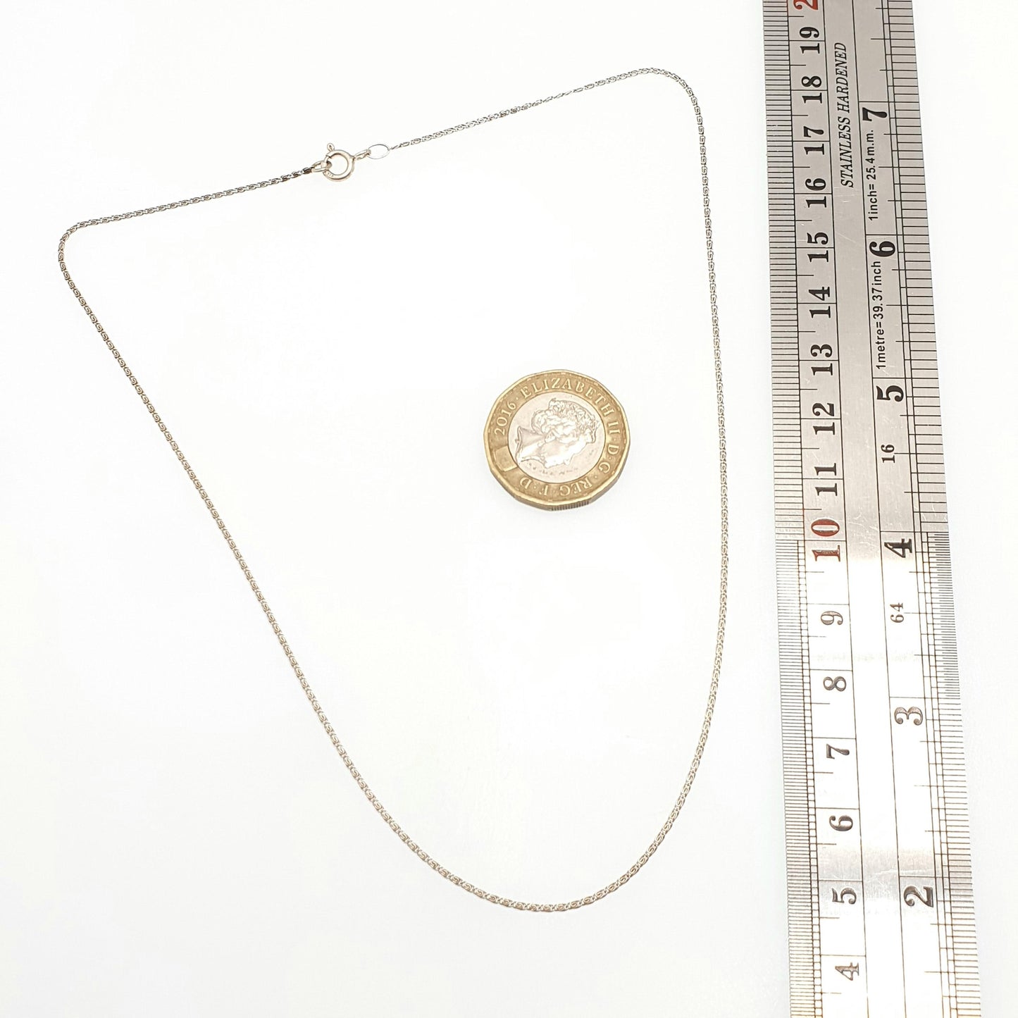 Antique Sterling Silver Byzantine Link Chain Necklace Fine 40cm 15.7" 1.38g Fancy Knot Link Solid 925 Vintage Womens Jewelry Jewellery