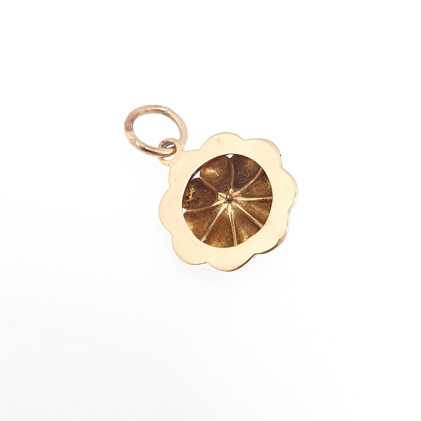 Antique 18ct Gold Coral Necklace Pendant Orange Salmon Solid 18k 750 18kt Flower Drop Floral Womens Vintage Jewelry Jewellery Retro