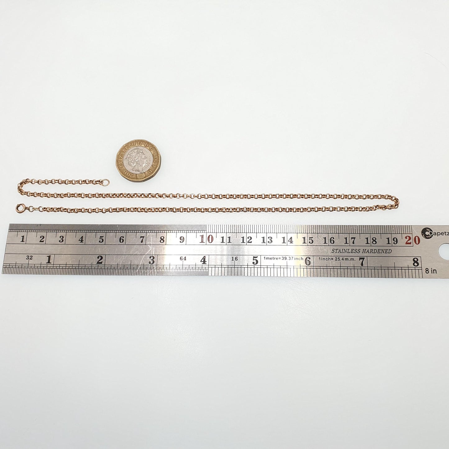 Antique Victorian Rolled Gold Belcher Chain Necklace 44cm 17.3" 7.66g Rose Gold Filled Rolo 1800s Vintage Womens Mens Jewelry Jewellery