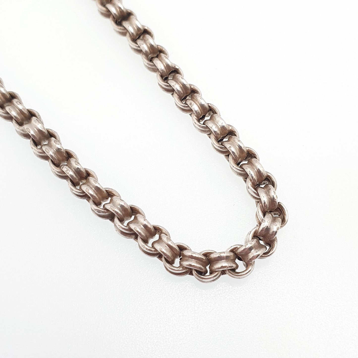Antique Solid Silver Victorian Bracelet Belcher Rolo Link Albert Chain 19.5cm 5.84g Guard Round Vintage Mens Womens 1800s Jewellery Jewelry