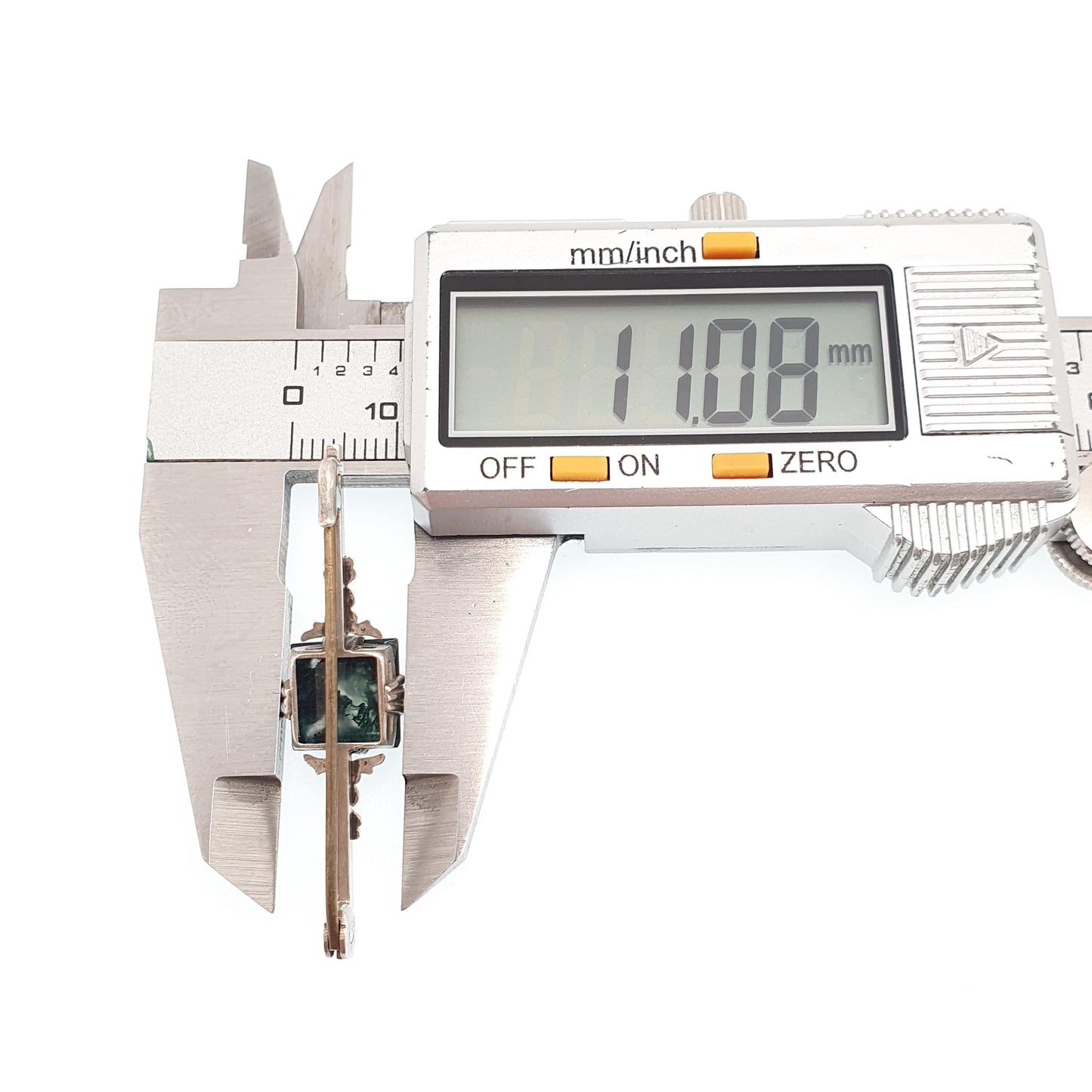 Antique Moss Agate Solid Silver Brooch Art Deco Natural Square Quartz Veined Oval Vintage 1920s Rare Gemstone Womens Jewelry Jewellery