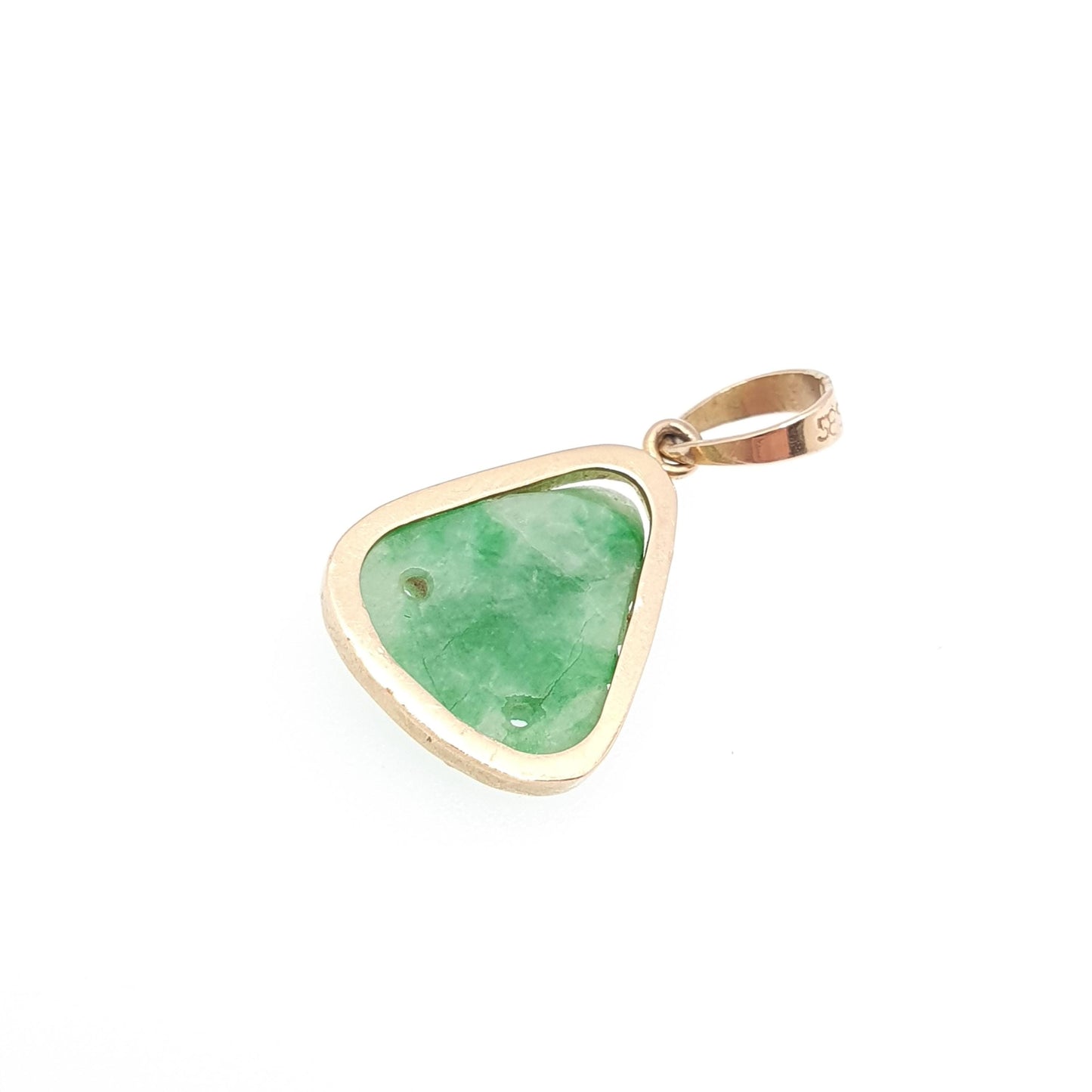 Vintage 14kt 14k Gold Apple Green Jade Necklace Pendant Hand Carved Cameo Solid 585 Genuine Jadeite Gemstone Vintage Jewelry Jewellery