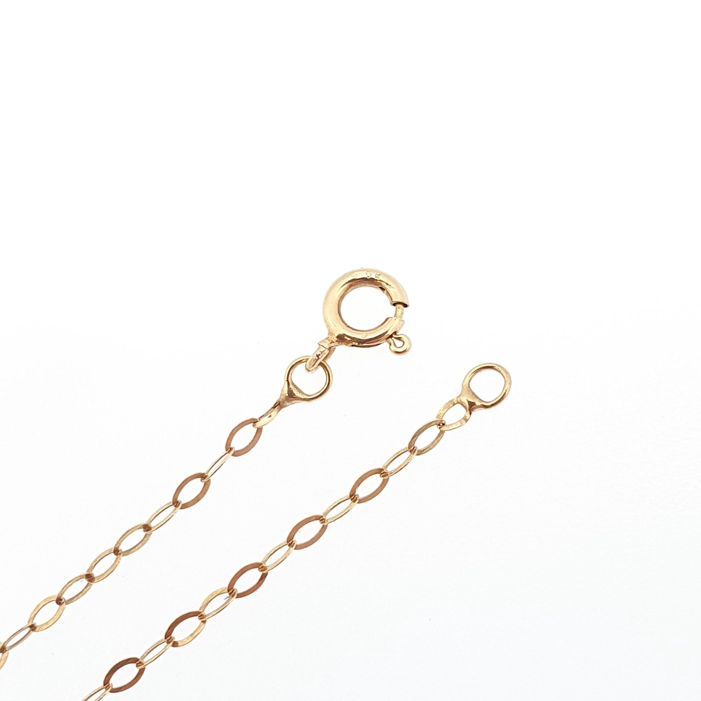 Vintage 9k 9ct 375 Gold Chain Necklace Fine Cable Link 40cm 15.7" 0.39g Thin Oval Fine Solid 9 Carat Yellow Womens Retro Jewelry Jewellery