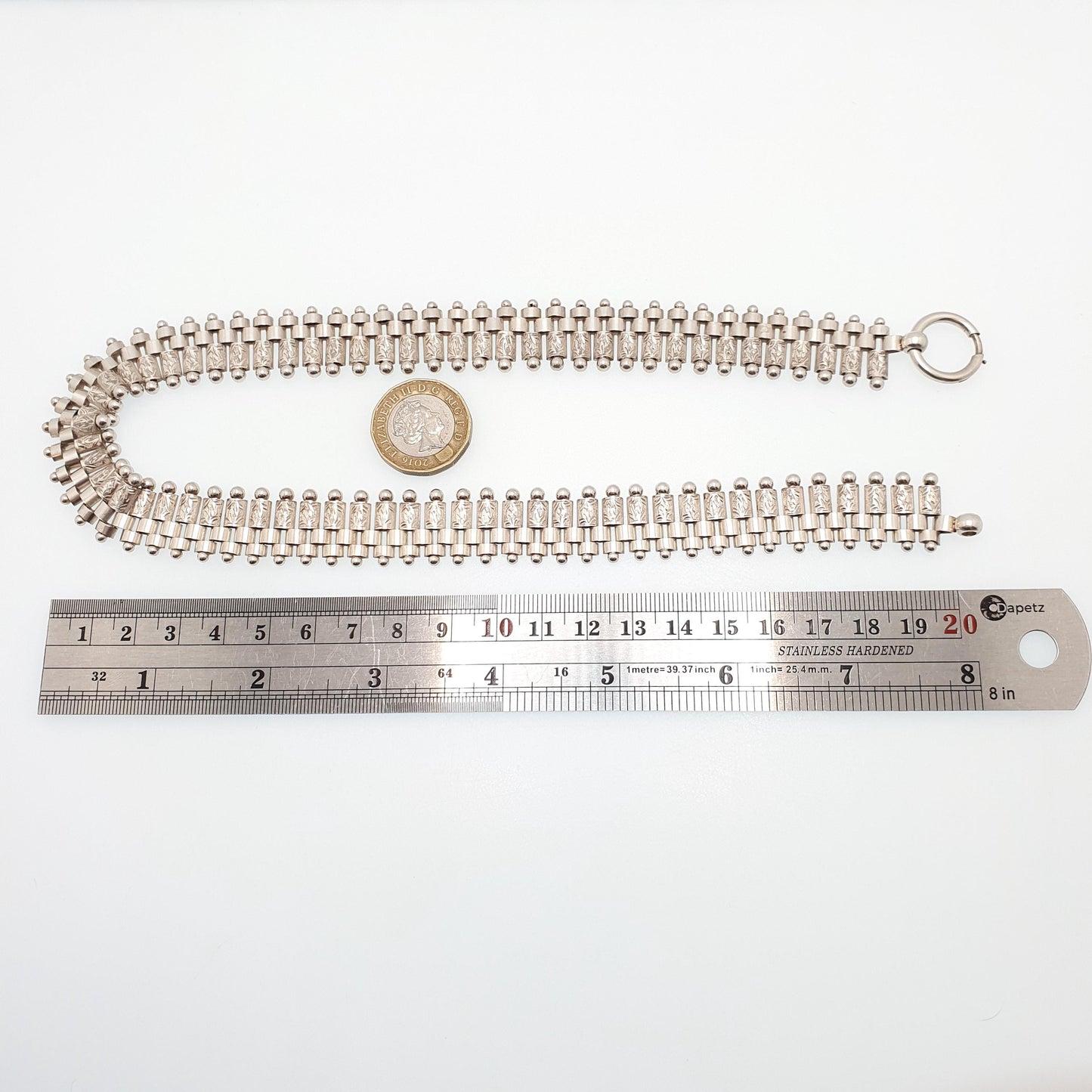 Antique Victorian Solid Silver Collar Necklace Book Chain Bookchain Bead Etruscan Choker Link 44cm 47.94g Vintage Jewelry Jewellery