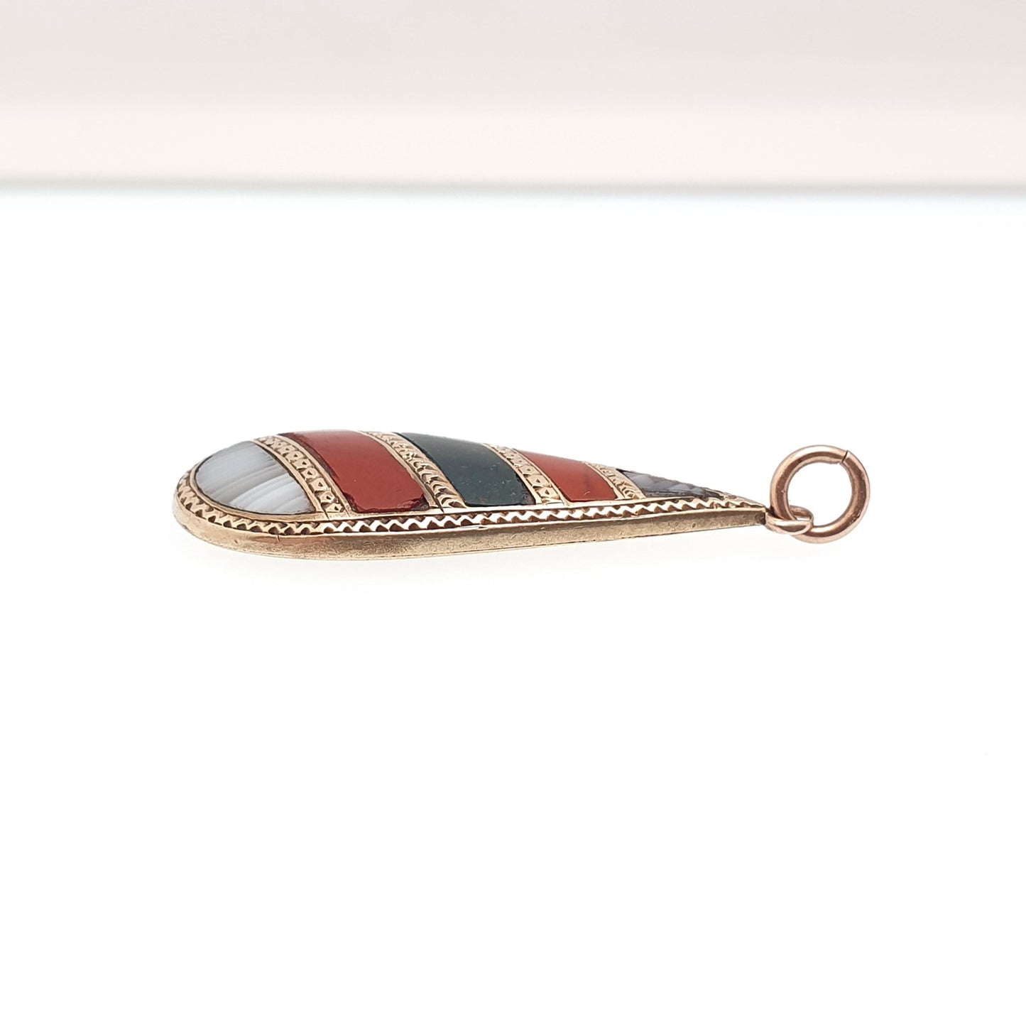 Antique 9ct Gold Montrose Lace Agate Pendant Necklace Scottish Victorian Bloodstone Red Jasper Solid 9k Gemstone Vintage Jewelry Jewellery
