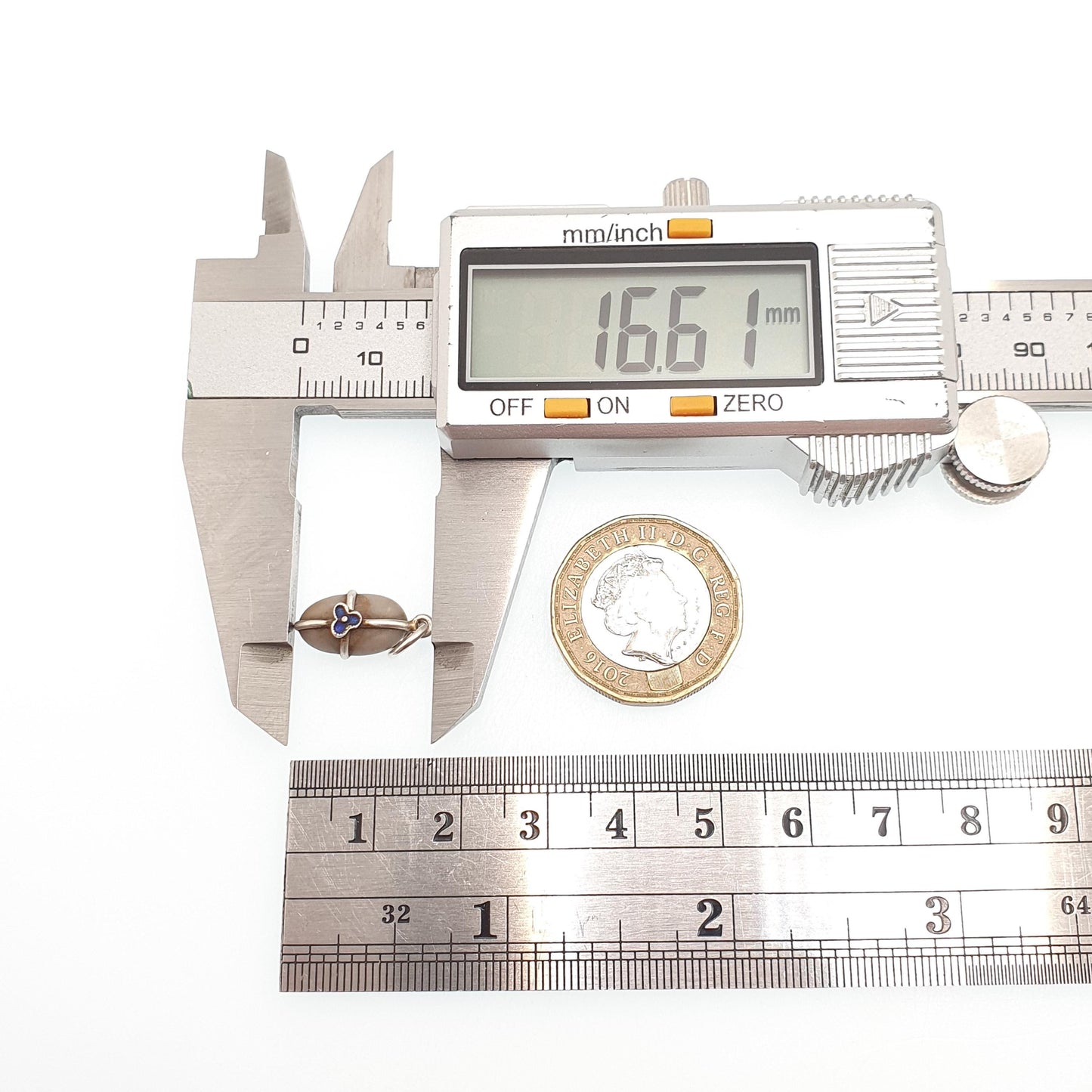 Antique Victorian Forget Me Not Solid Silver Charm Pebble Pendant Necklace Hardstone Enamel Sweetheart Vintage Womens Jewelry Jewellery