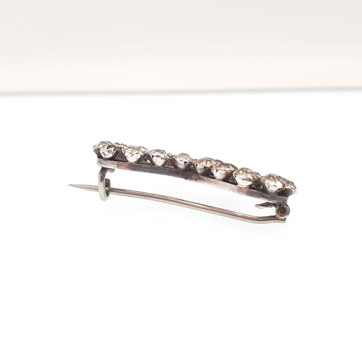 Antique Victorian Paste Solid Silver Bow Brooch Ribbon Cute Diamond Pastes 1800s Cute Gift Special Rare Womens Jewelry Jewellery Vintage