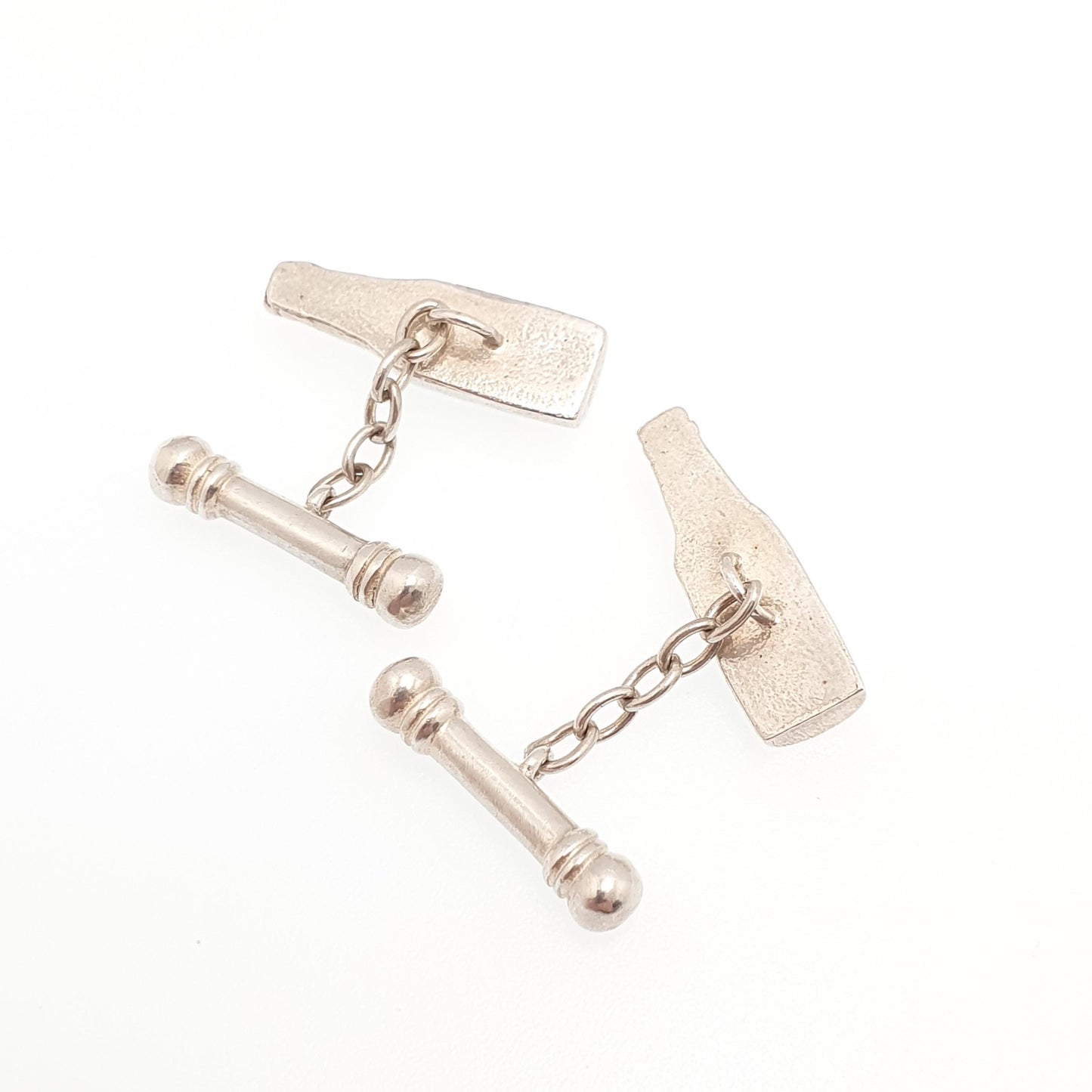 Old Vintage Sterling Silver Stout Beer Bottle Cufflinks Cuff Links Irish Drink Ireland Harp Heavy Solid Gift Gents Mens Jewelry Jewellery