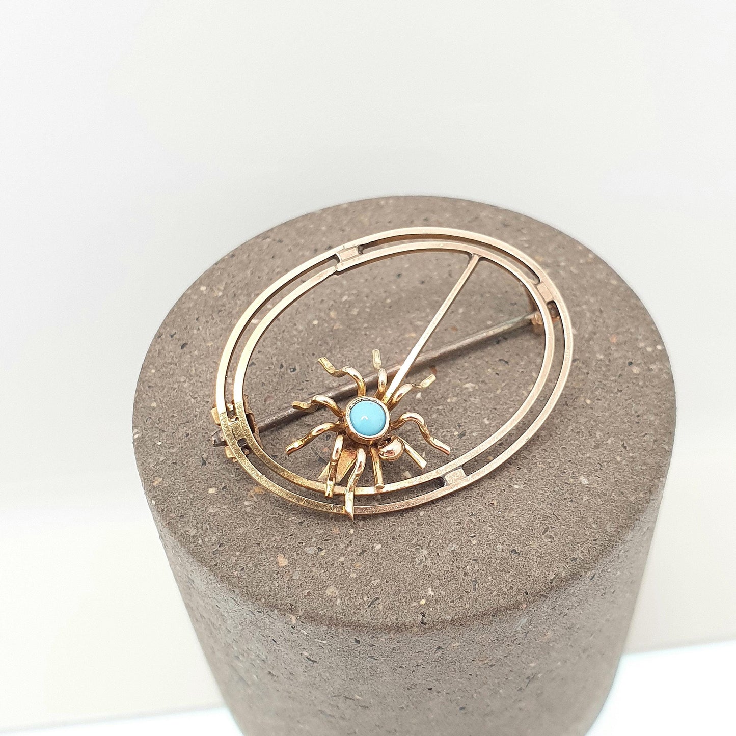 Antique 9ct Gold Spider Brooch Pin Turquoise Solid 9k 9 carat 375 Edwardian Arachnid Insect Bug Womens Vintage Jewelry Jewellery