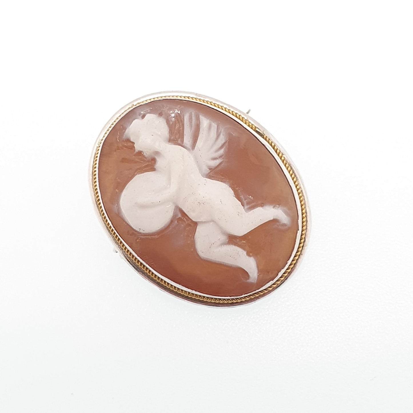 Vintage Sterling Silver Cherub Cameo Necklace Pendant Brooch Cute Shell Hand Carved Italian Solid 925 Small Jewelry Jewellery Jewelry