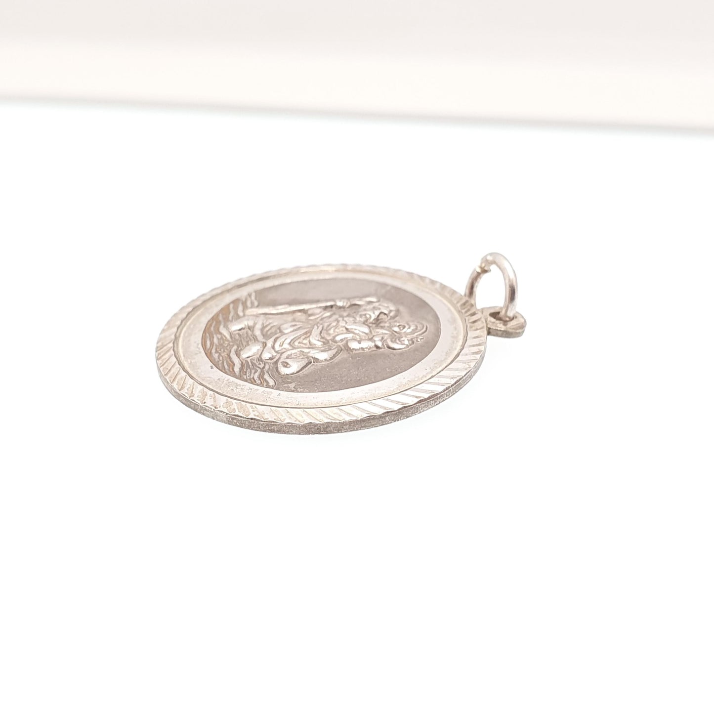 GEORG JENSEN Vintage Sterling Silver St Christopher Pendant Necklace Small Hallmark Genuine Saint Jewellery Jewelry Men Women 925 Travel