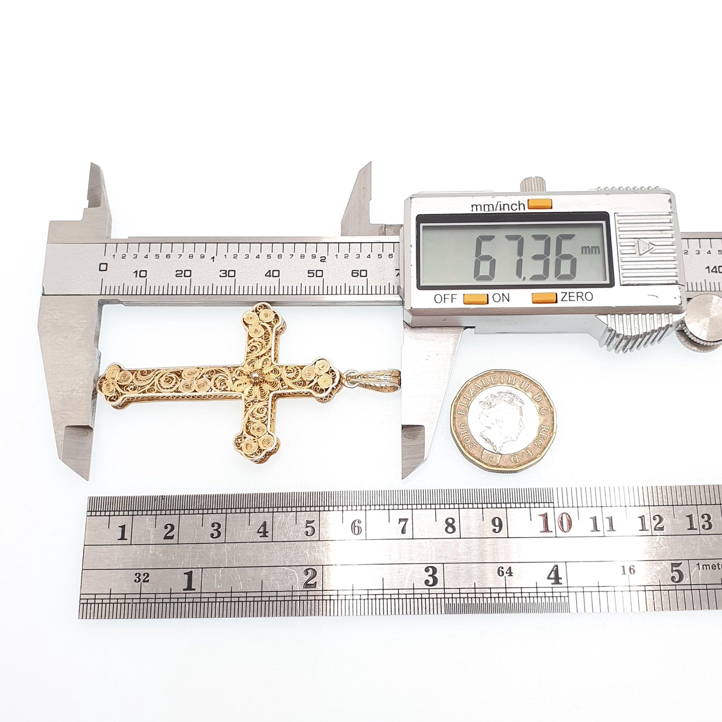 Antique Solid Silver Crucifix Necklace Cross Filigree Pendant Gold Vermeil Victorian Large Big Catholic Christian Jewelry Vintage Jewelry