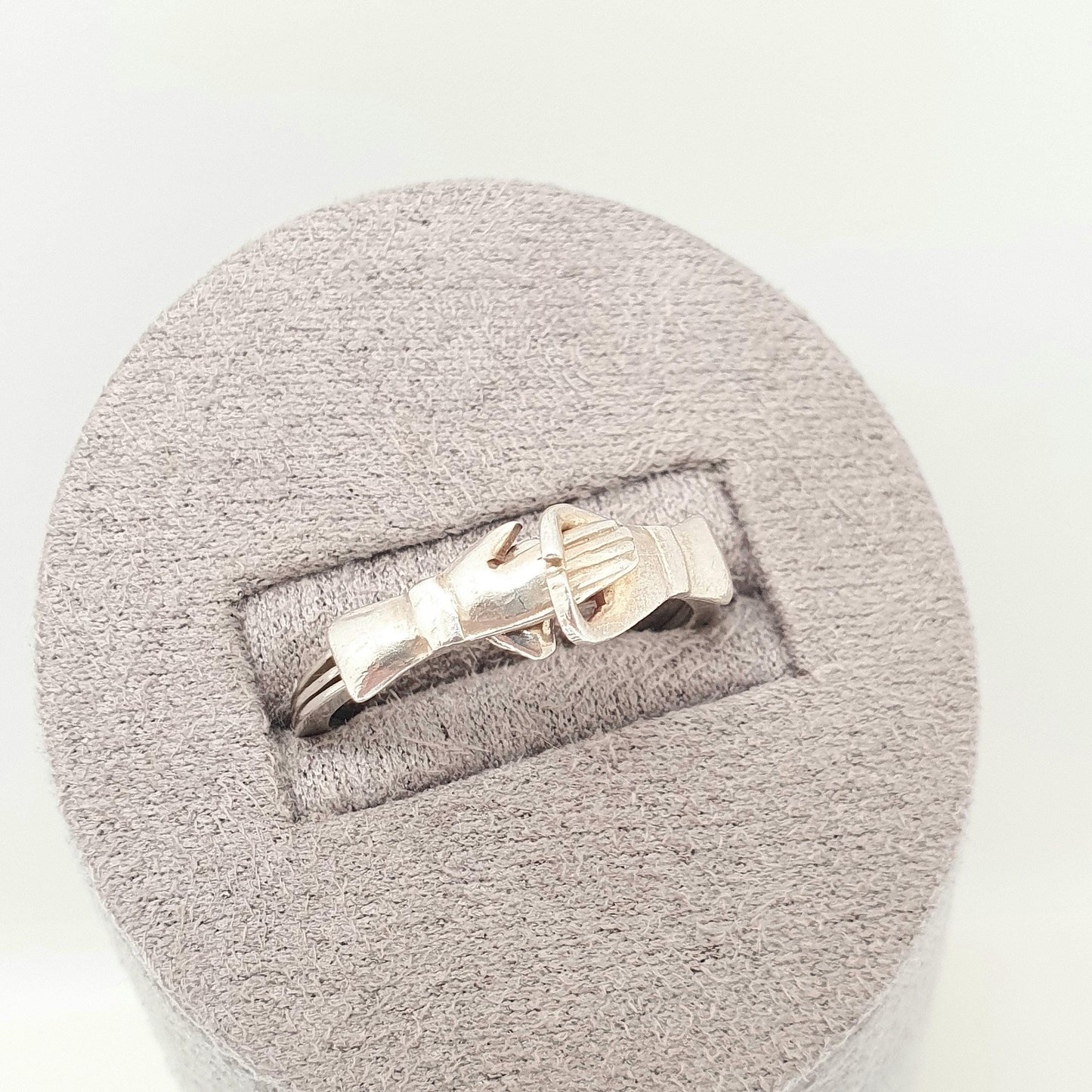 Vintage Sterling Silver Gimmel Ring Fede Hand Hiding Heart Mexican Solid 925 Friendship Loyalty Folding Retro Mens Womens Jewelry Jewellery