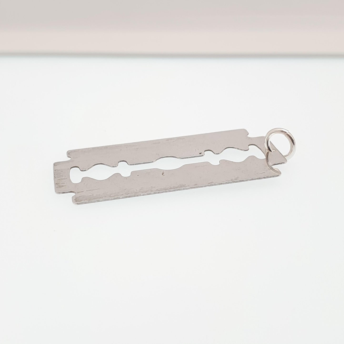 Vintage Sterling Silver Razor Blade Necklace Pendant Large Cutthroat Double Edge Solid 925 Womens Mens 1970s Retro Gift Jewelry Jewellery